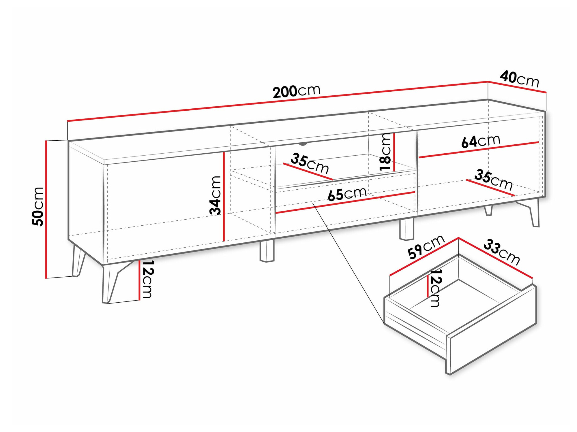 Mueble TV Comfivo 490 (Blanco + Blanco brillante)