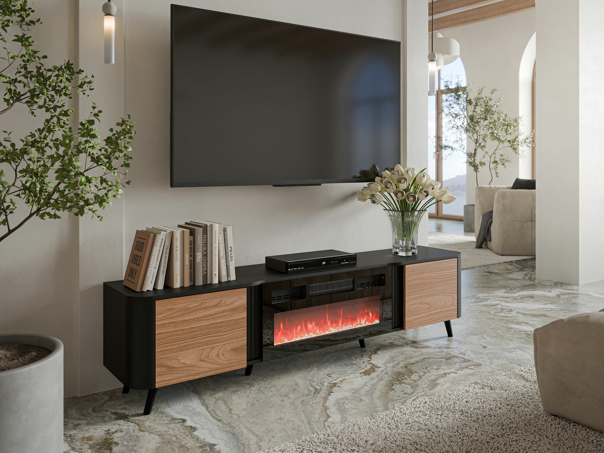 Mueble TV Modus (Negro + Nogal)