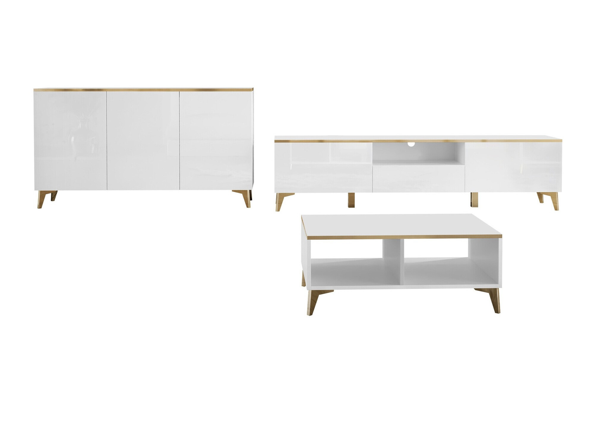 Conjunto de salón Comfivo Virfera 106 (Blanco + Blanco brillante)