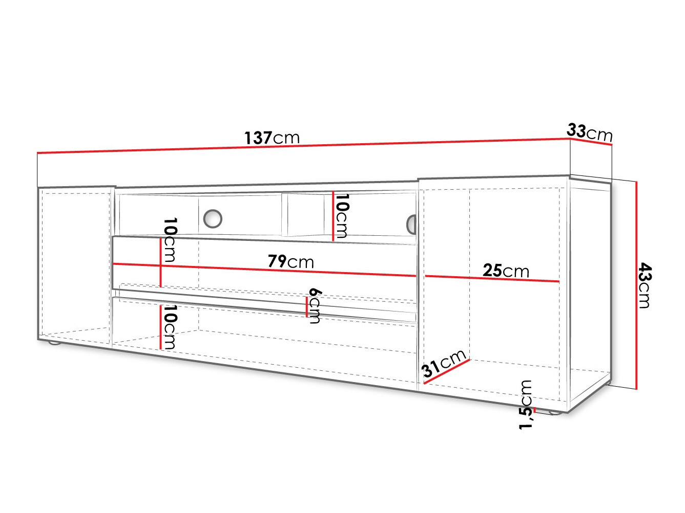 Mueble TV Ager (Blanco + Blanco brillante)