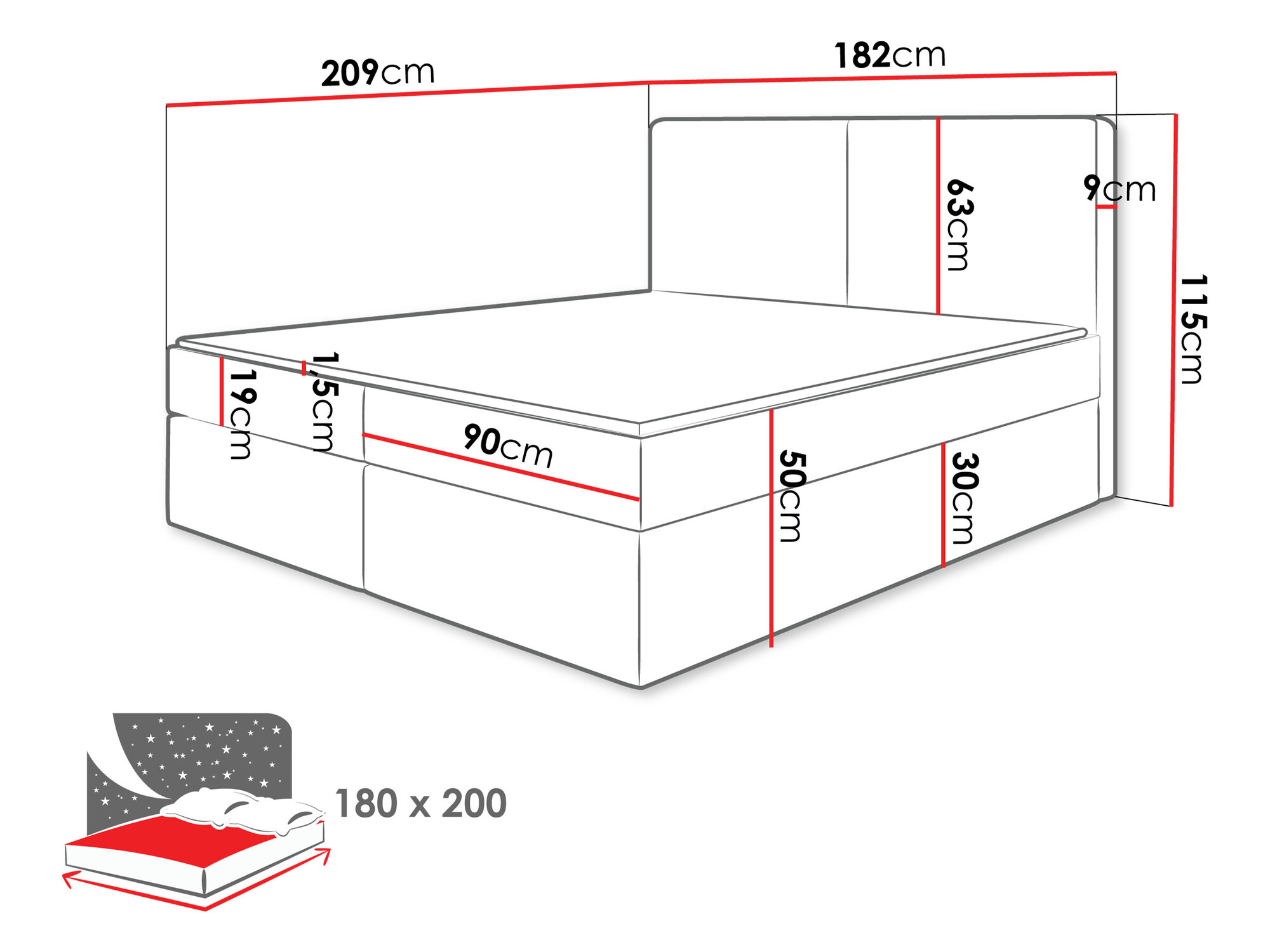 Cama continental Zanesville 100 (Manila 02)