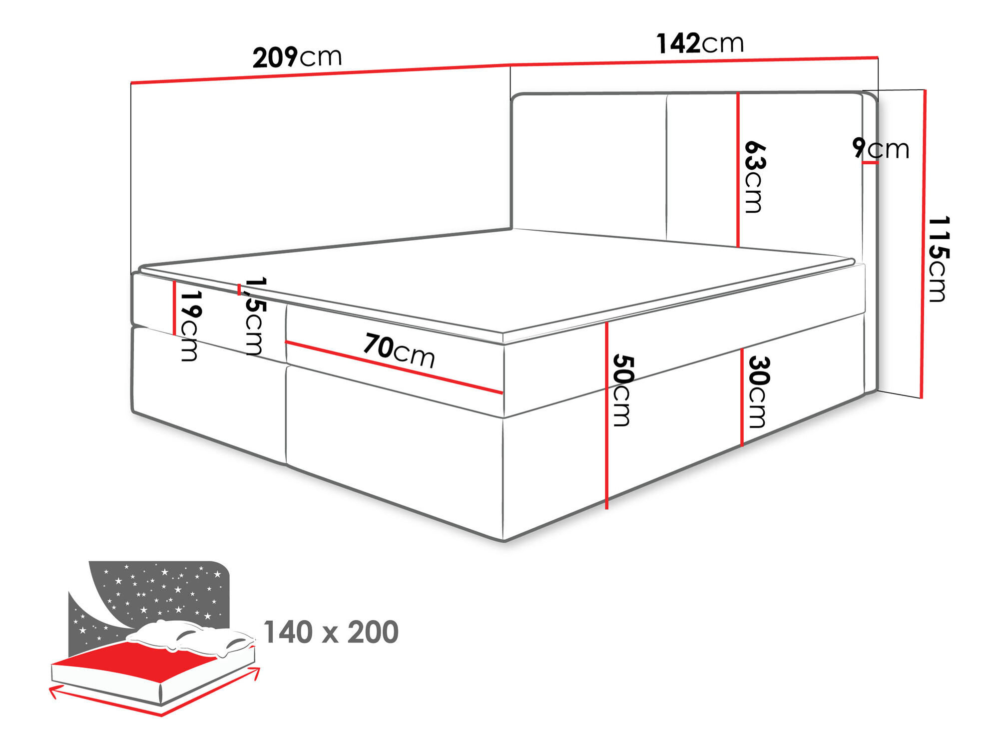 Cama continental Zanesville 100 (Manila 18)