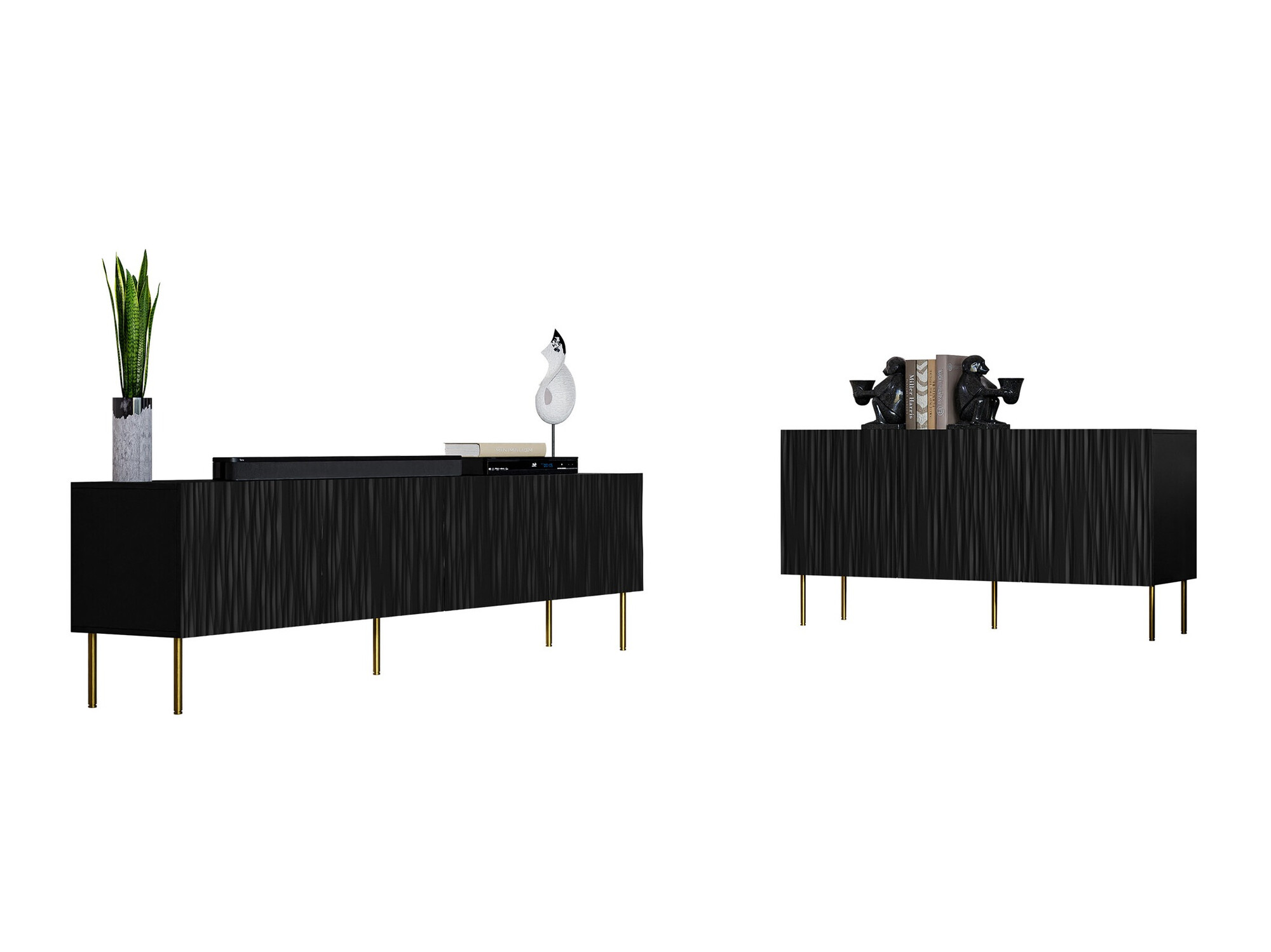 Conjunto de salón Lorelbo 104 (Negro + Dorado)