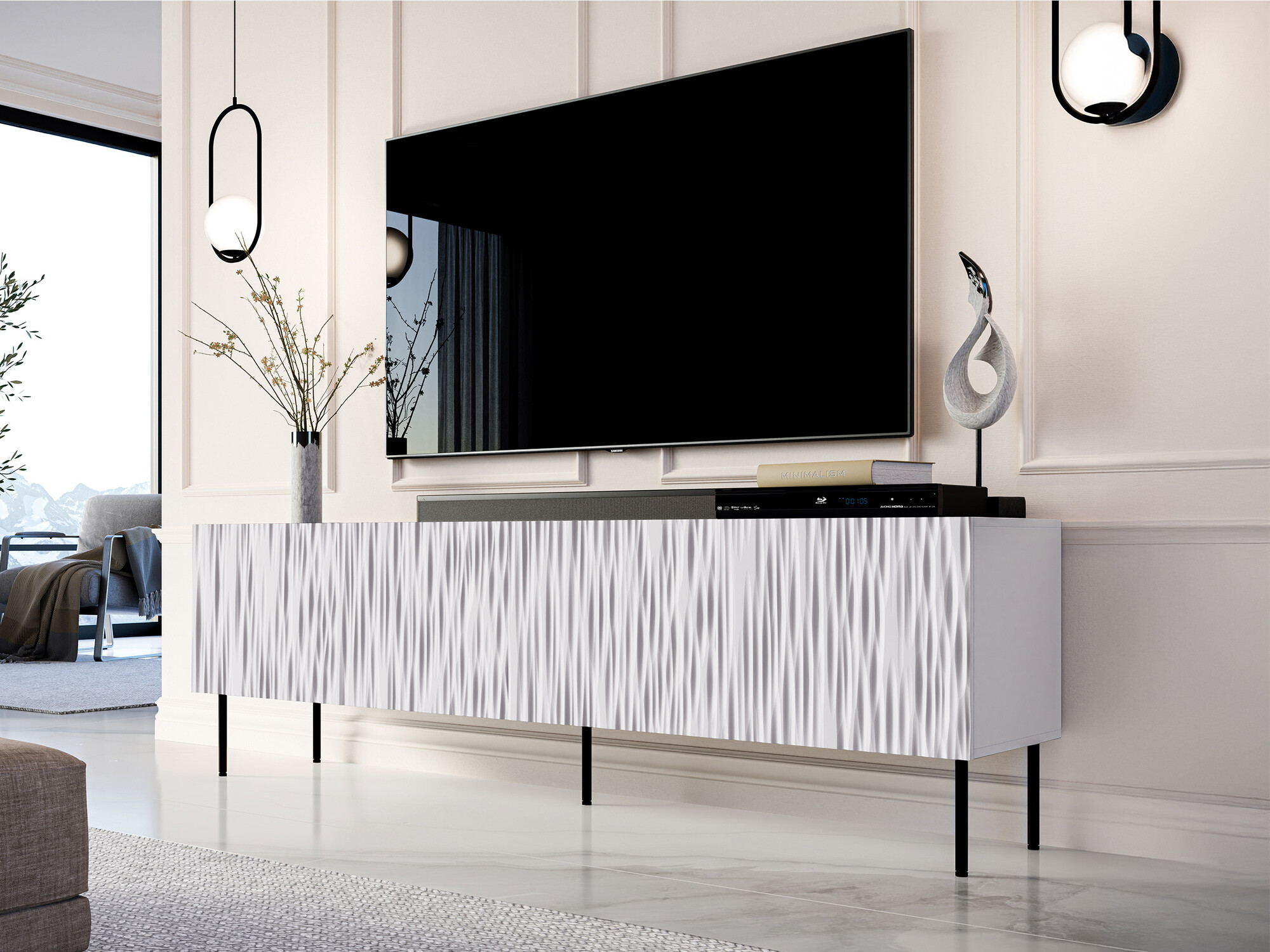 Mueble TV Lorelbo 103 (Blanco + Negro)