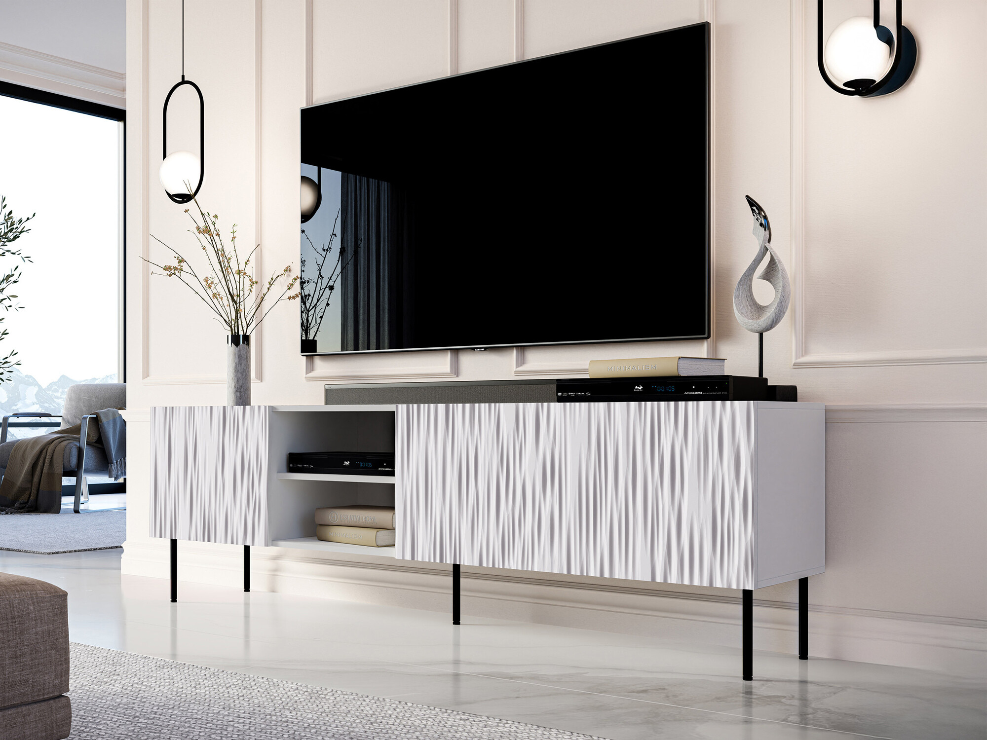 Mueble TV Lorelbo 103 (Blanco + Negro)