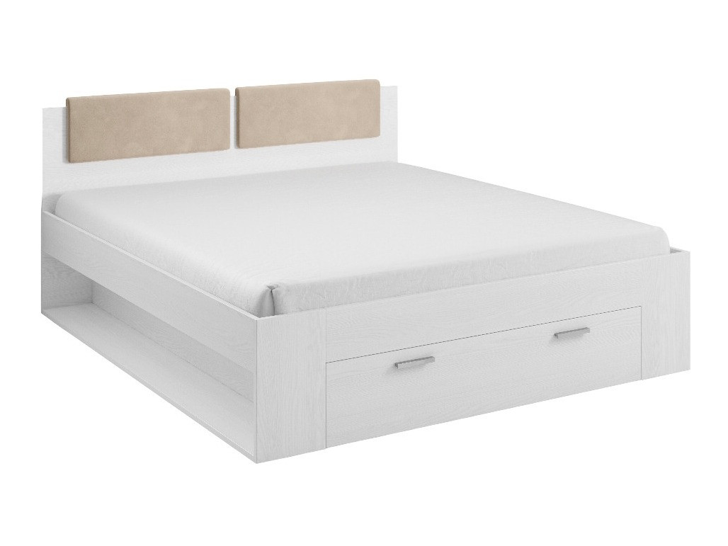 Cama Levruvu 106 (Fresno blanqueado + Beige)