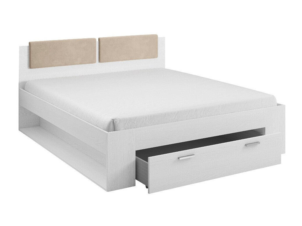 Cama Levruvu 106 (Fresno blanqueado + Beige)