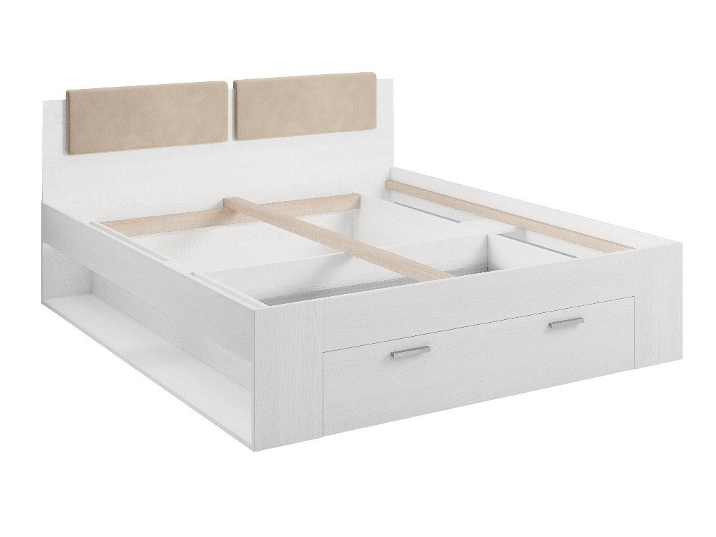 Cama Levruvu 106 (Fresno blanqueado + Beige)