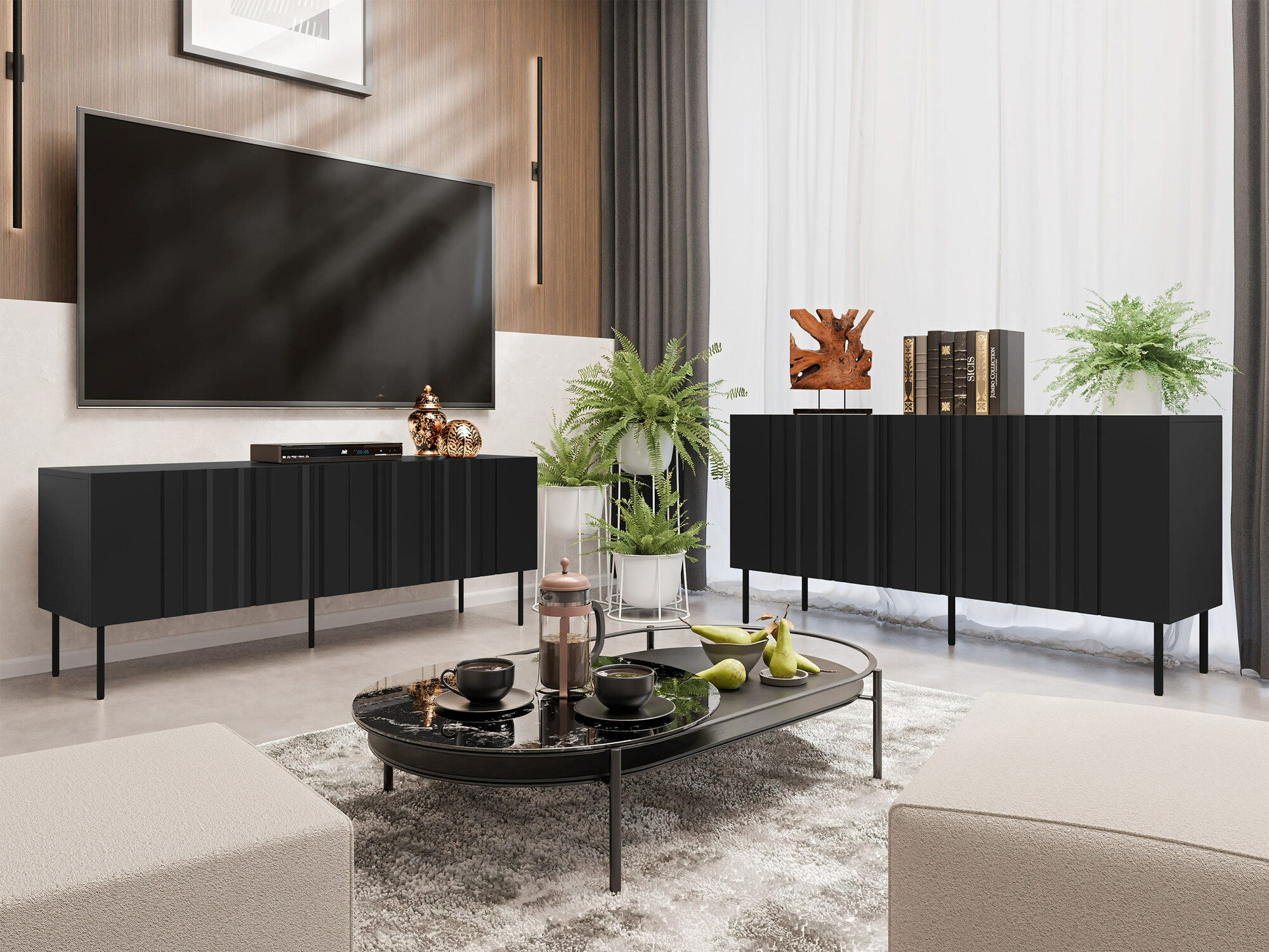 Conjunto de salón Evavese 105 (Negro)