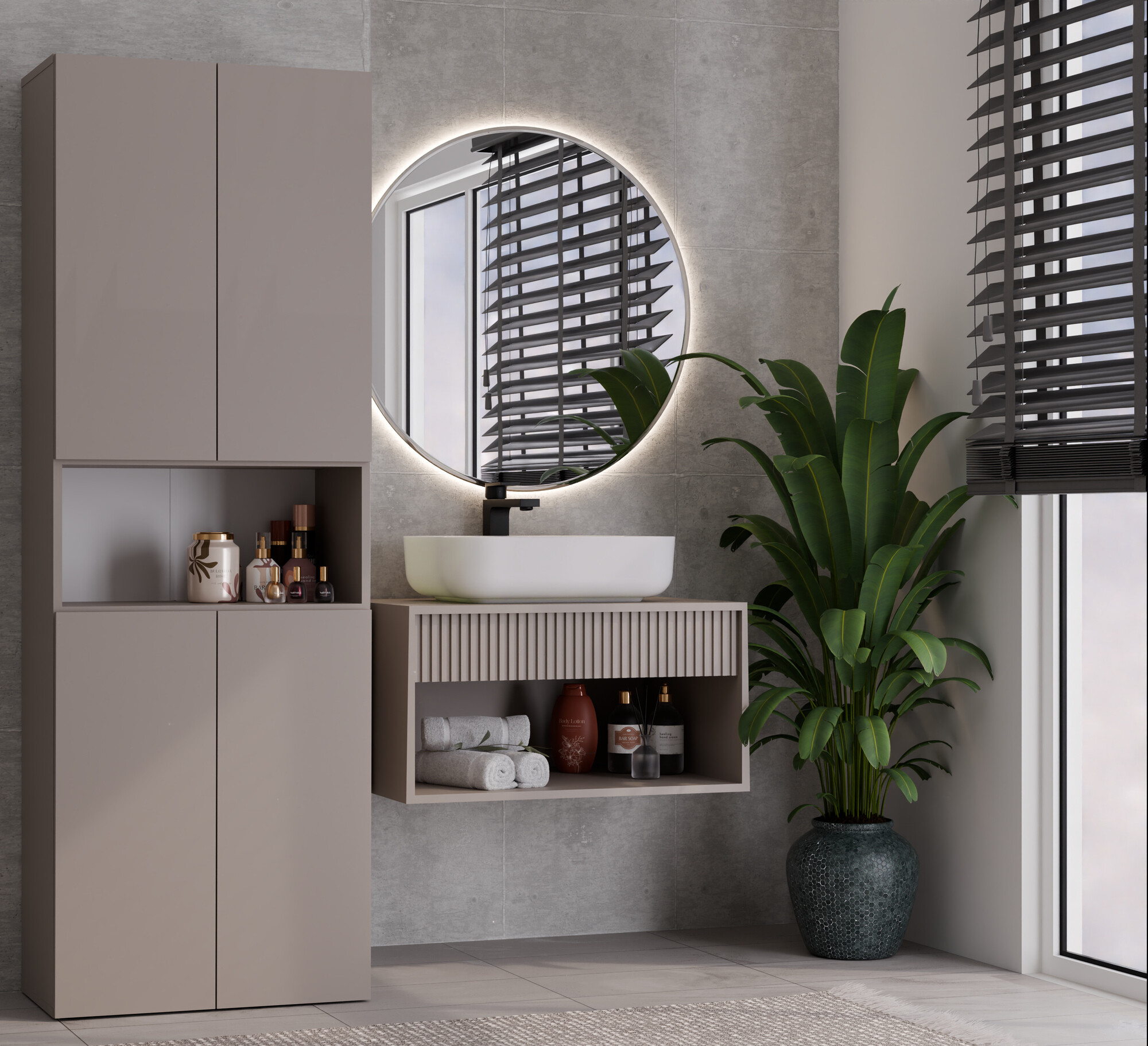 Armario de baño de pie Nolmaru 101 (Gris)