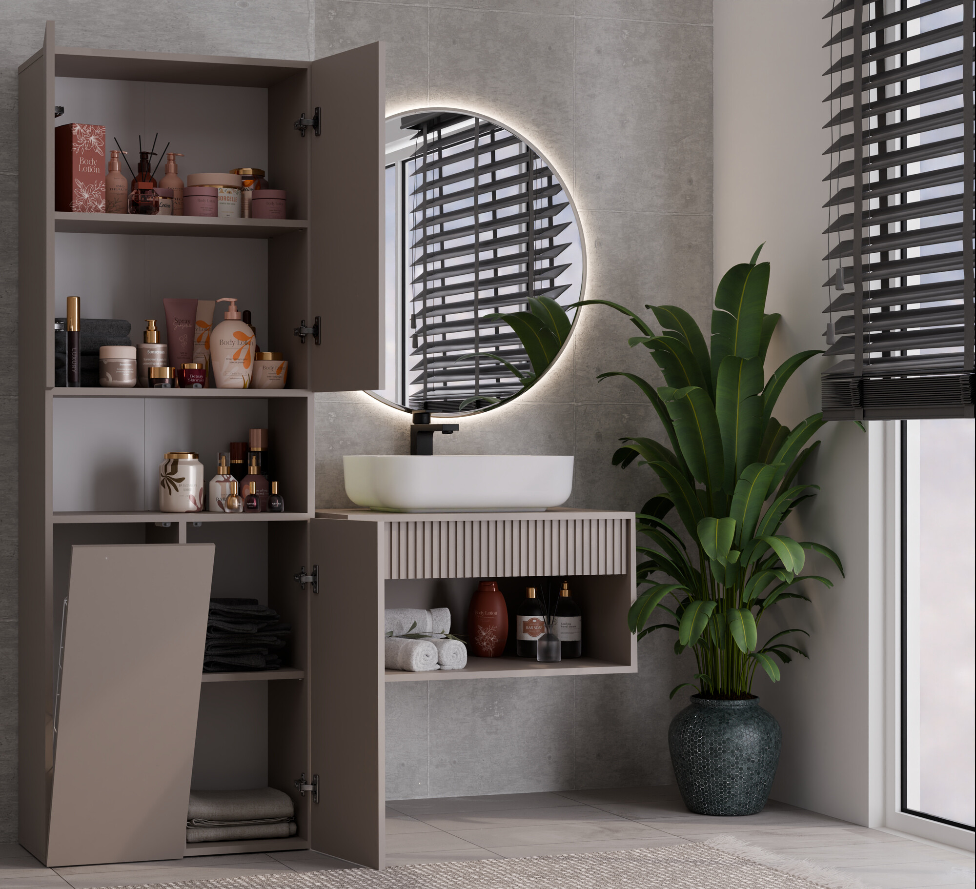 Armario de baño de pie Nolmaru 101 (Gris)