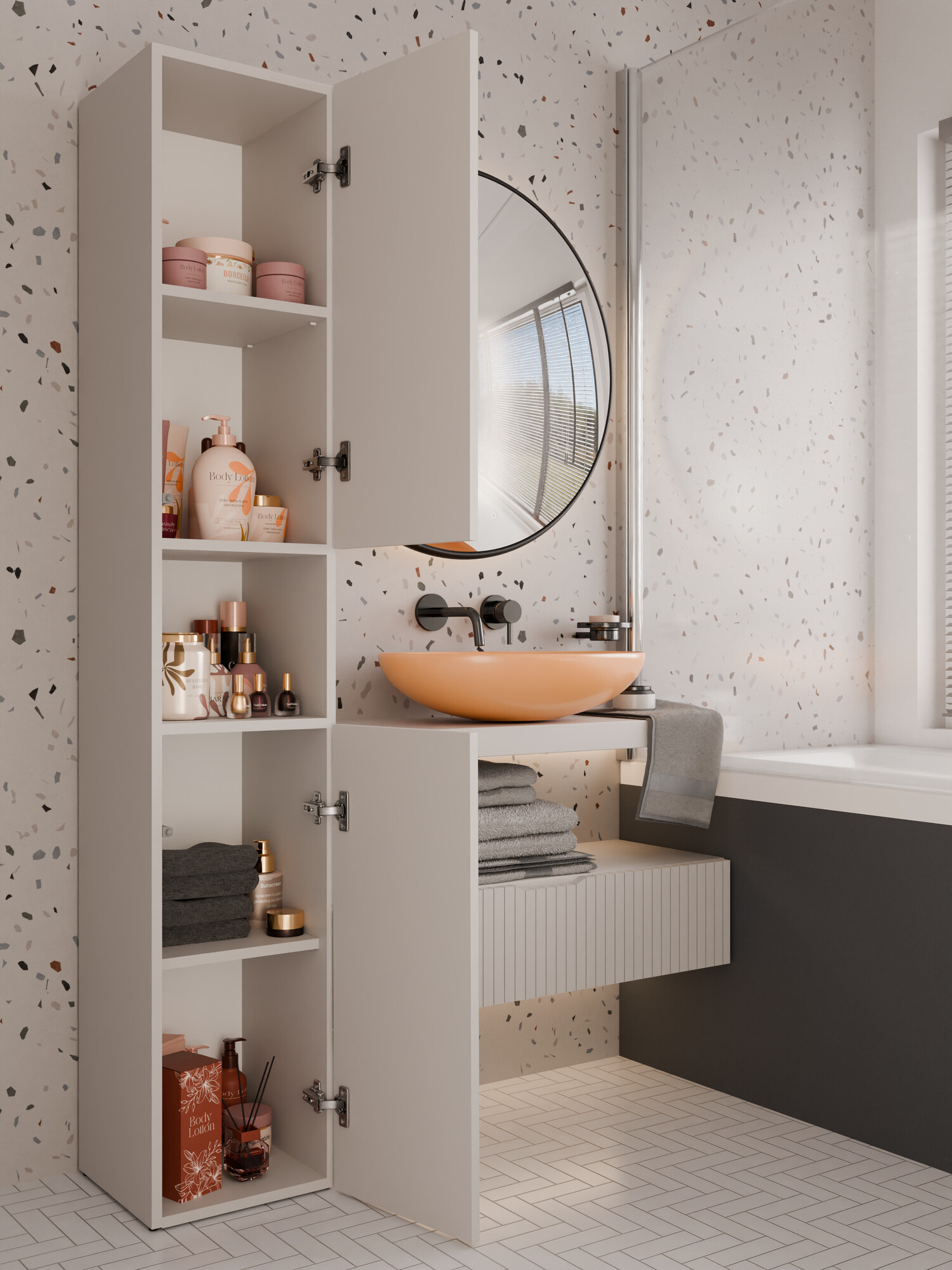 Armario de pie para baño Nolmaru 104 (Cachemira)