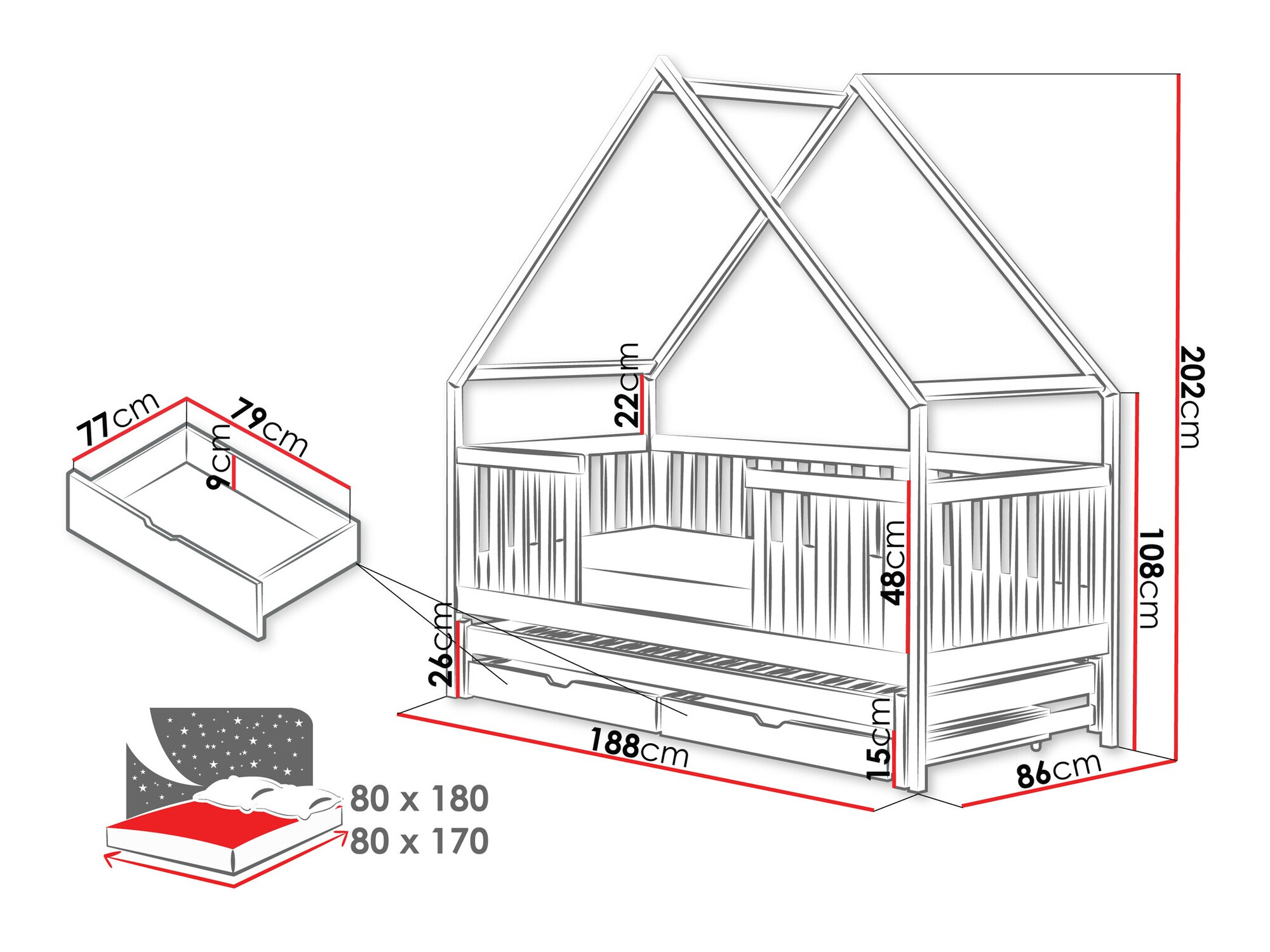 Cama Vista 115 (Gris)