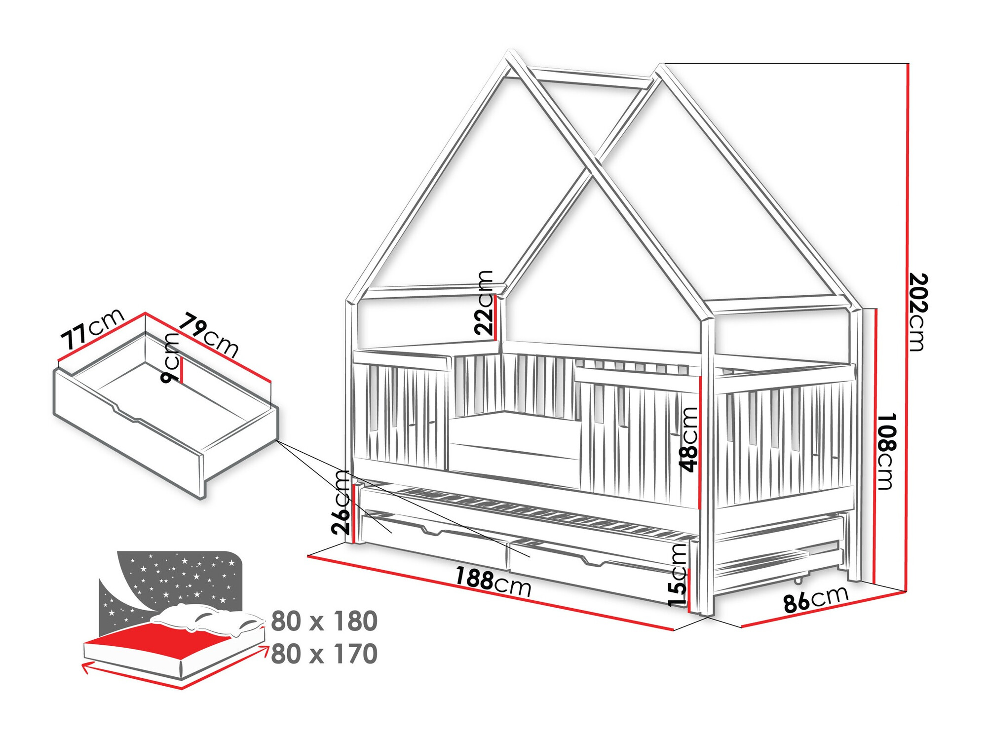 Cama Vista 115 (Pino)