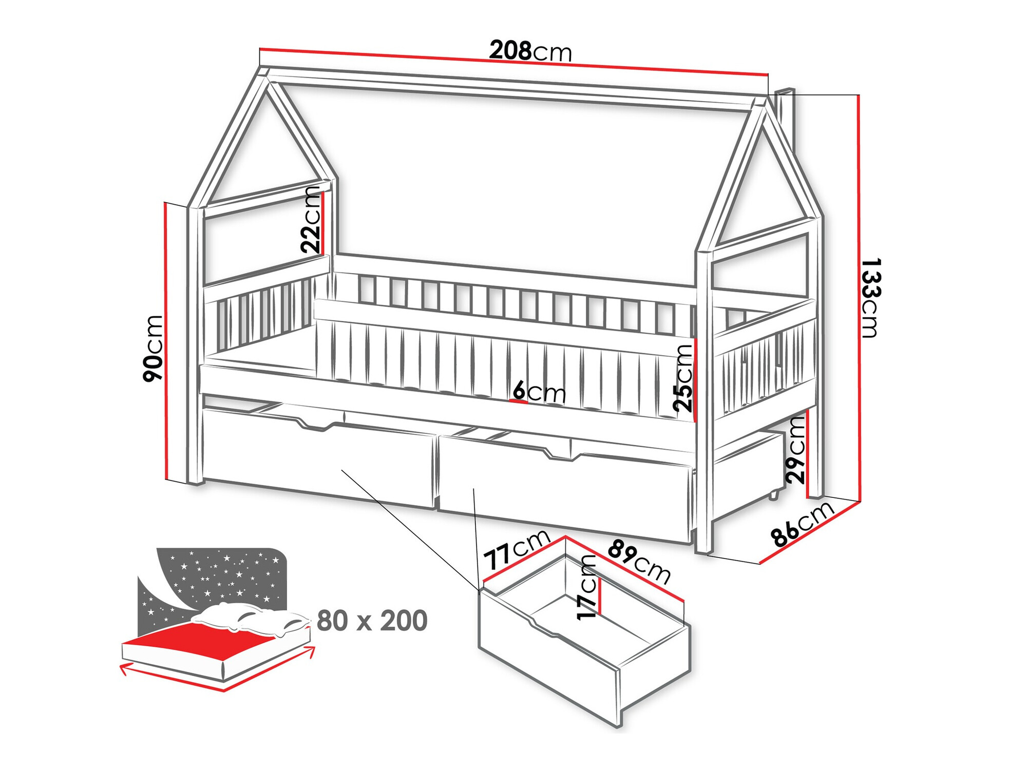 Cama Vista 116 (Pino)