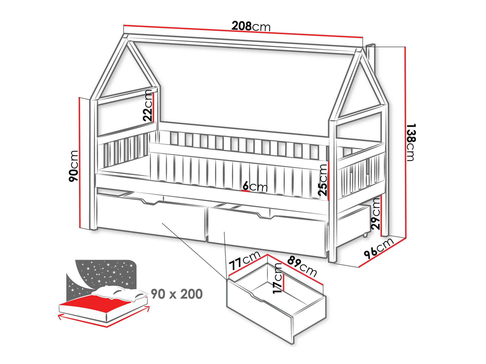 Cama Vista 116 (Pino)