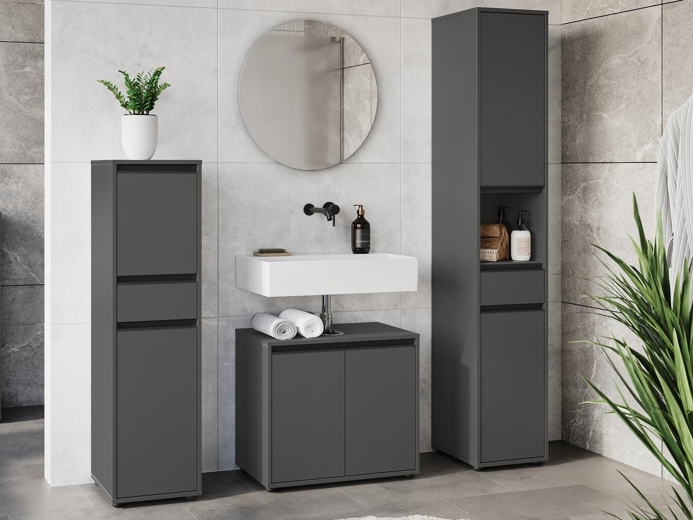 Conjunto de mueble de baño Tensona 104 (Grafito)