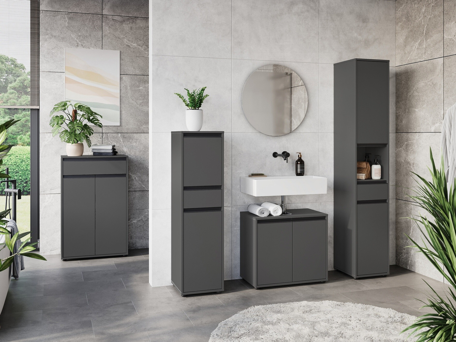 Conjunto de mueble de baño Tensona 106 (Grafito)