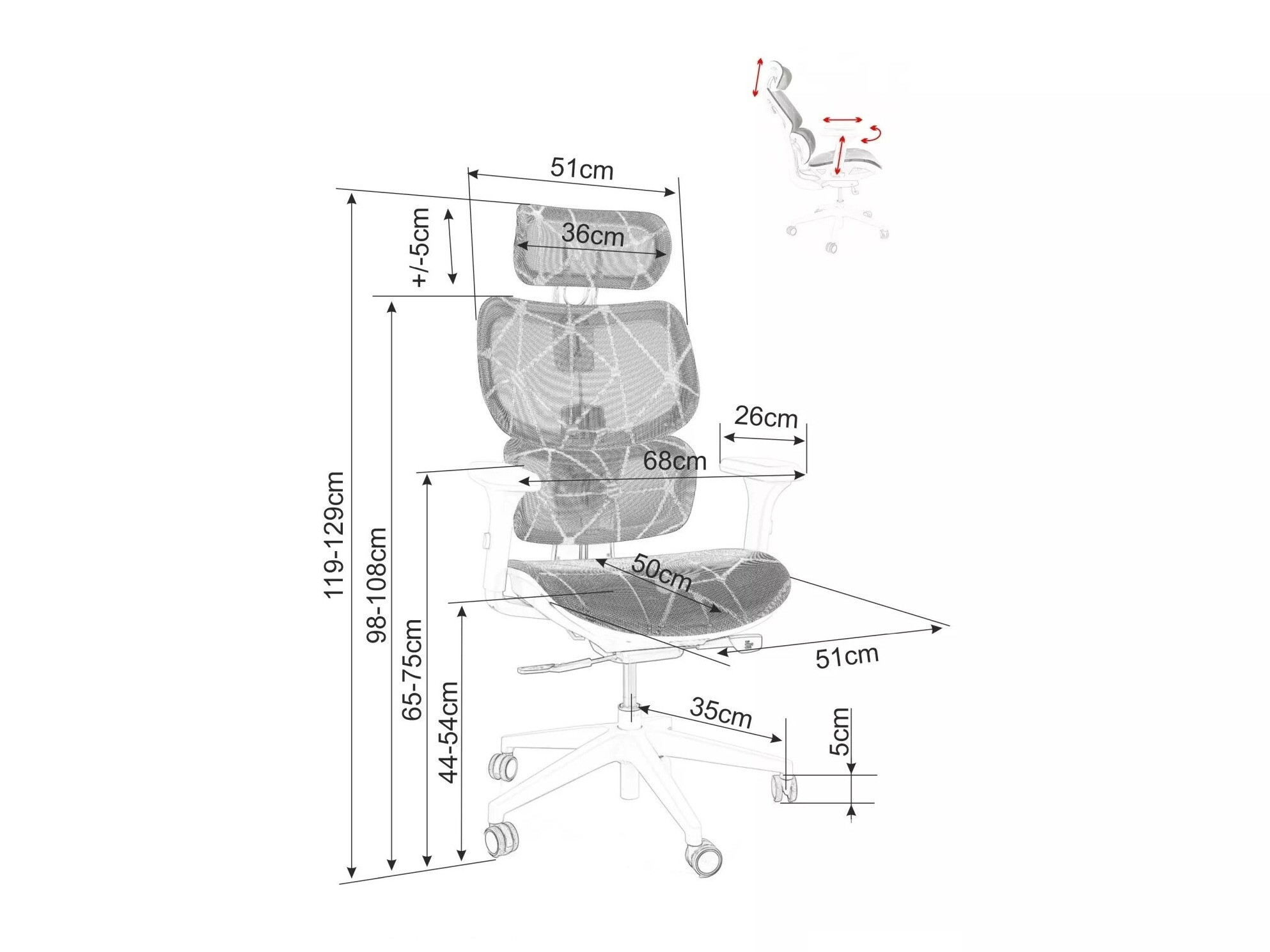 Silla de oficina Detroit 514 (Gris)