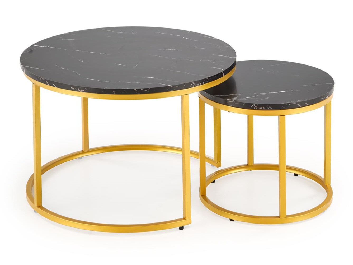 Conjunto mesa de centro Houston 2213 (Mármol negro + Dorado)