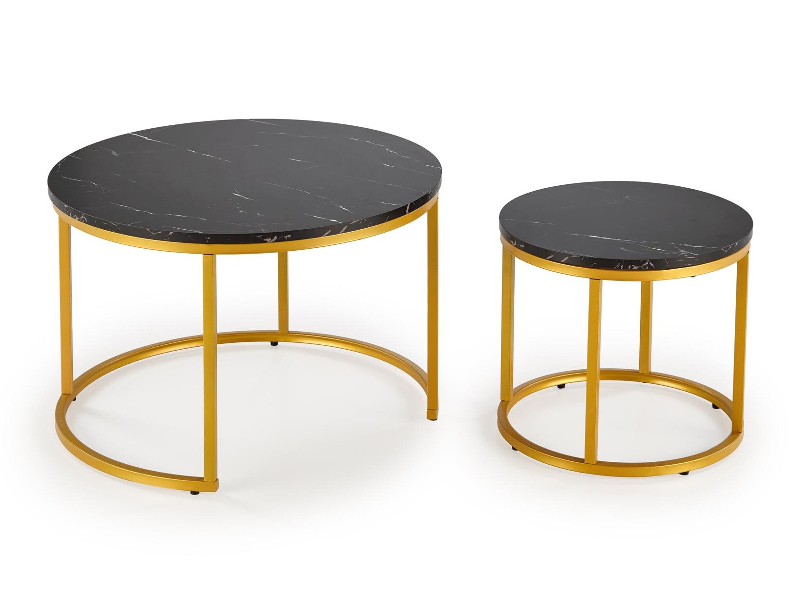 Conjunto mesa de centro Houston 2213 (Mármol negro + Dorado)