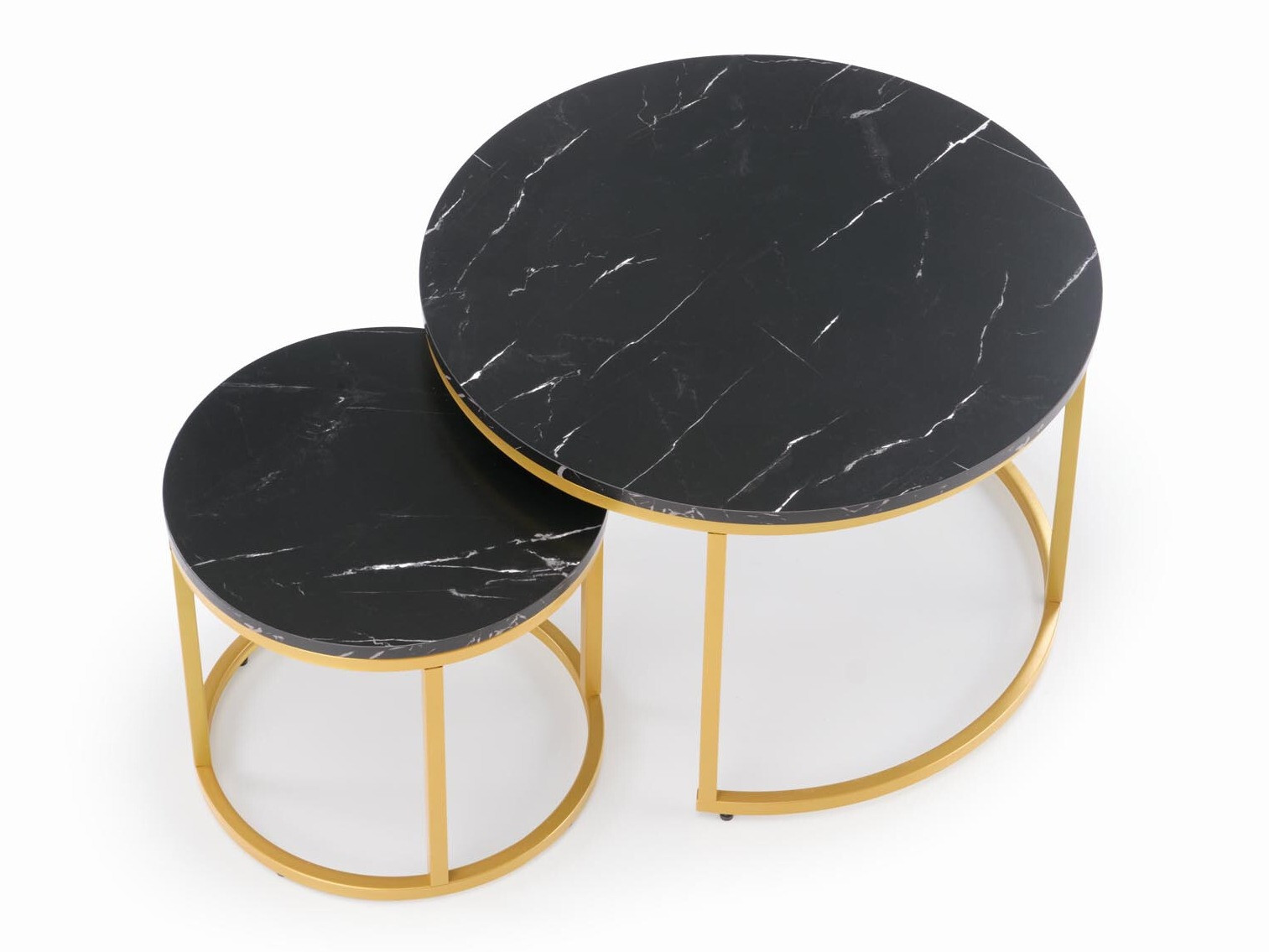 Conjunto mesa de centro Houston 2213 (Mármol negro + Dorado)