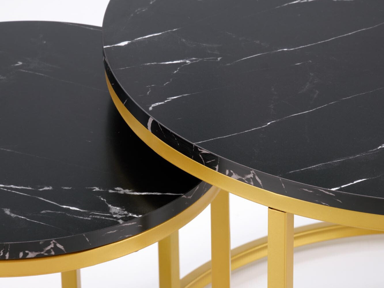 Conjunto mesa de centro Houston 2213 (Mármol negro + Dorado)