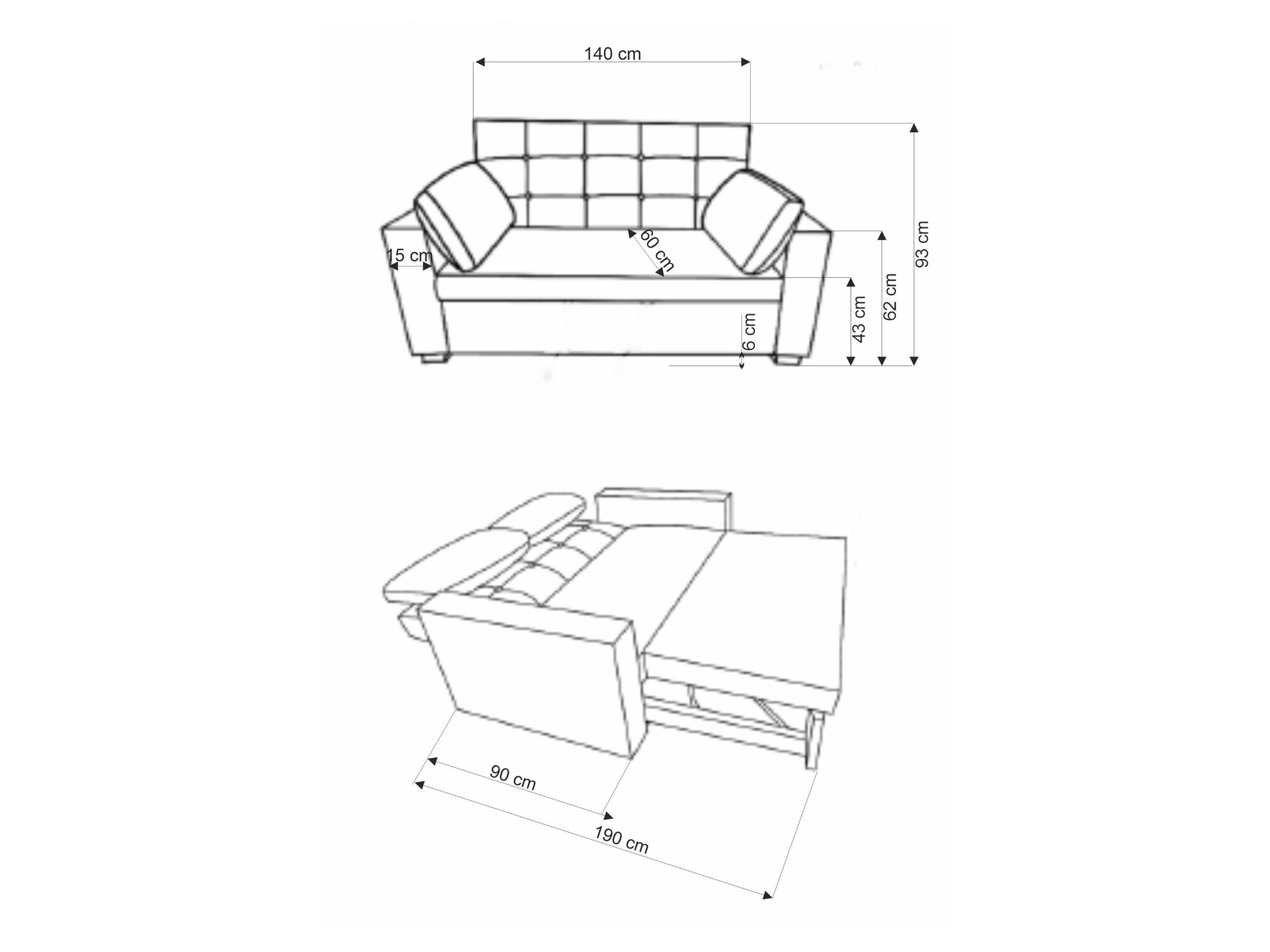 Sofá cama Houston 1847 (Gris)