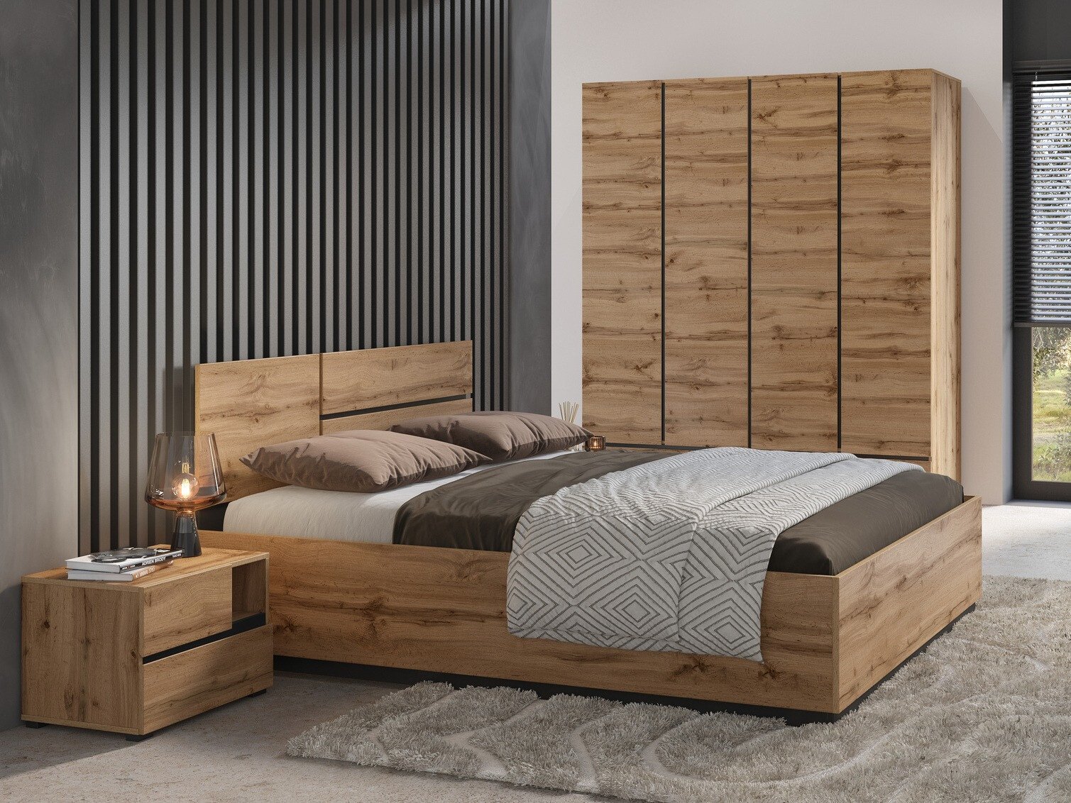 Conjunto de dormitorio Alfere 124 (Roble wotan)