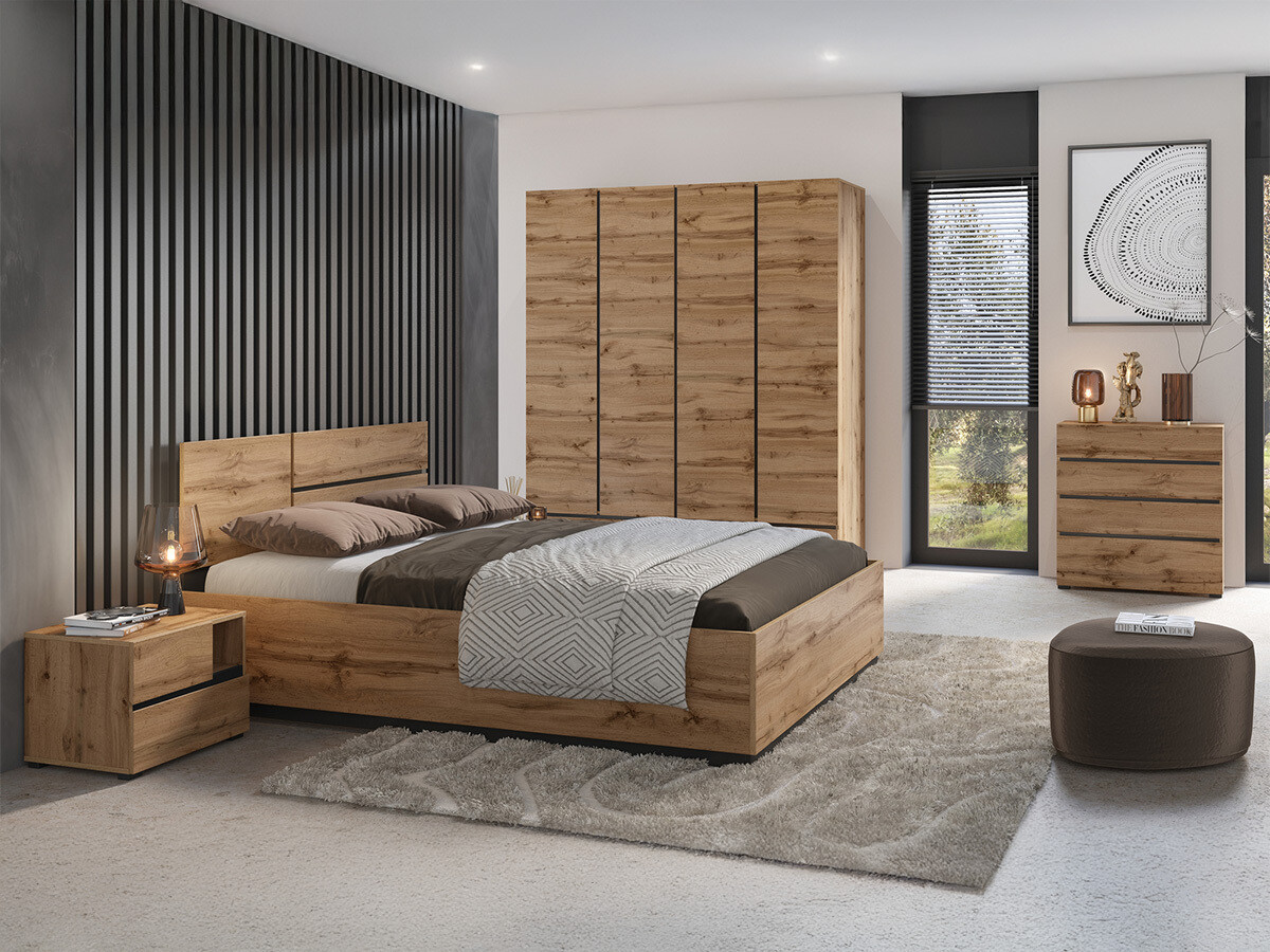 Conjunto de dormitorio Alfere 124 (Roble wotan)