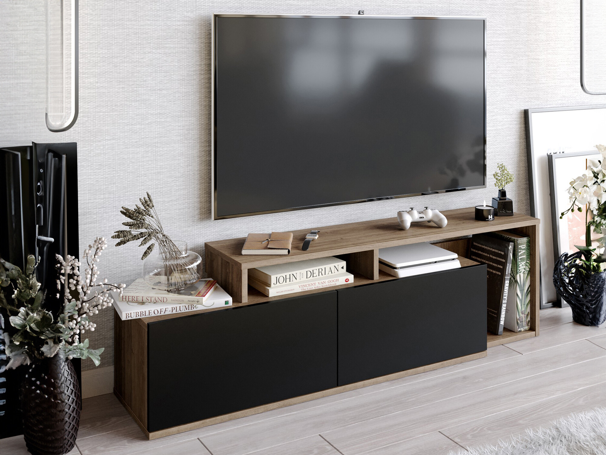 Mueble TV Kailua 1319 (Nogal + Negro)