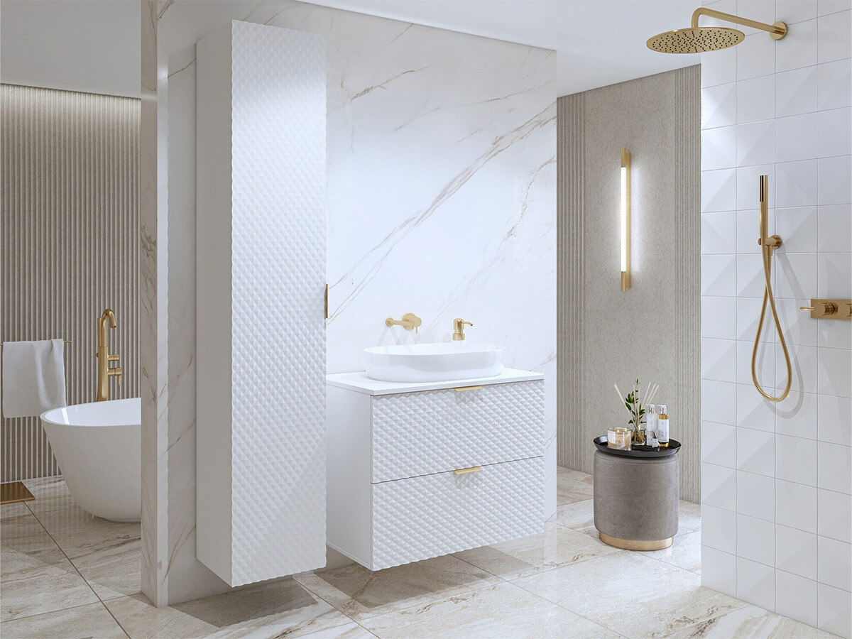 Armario de baño de pie para lavabo Liretu 101 (Blanco)