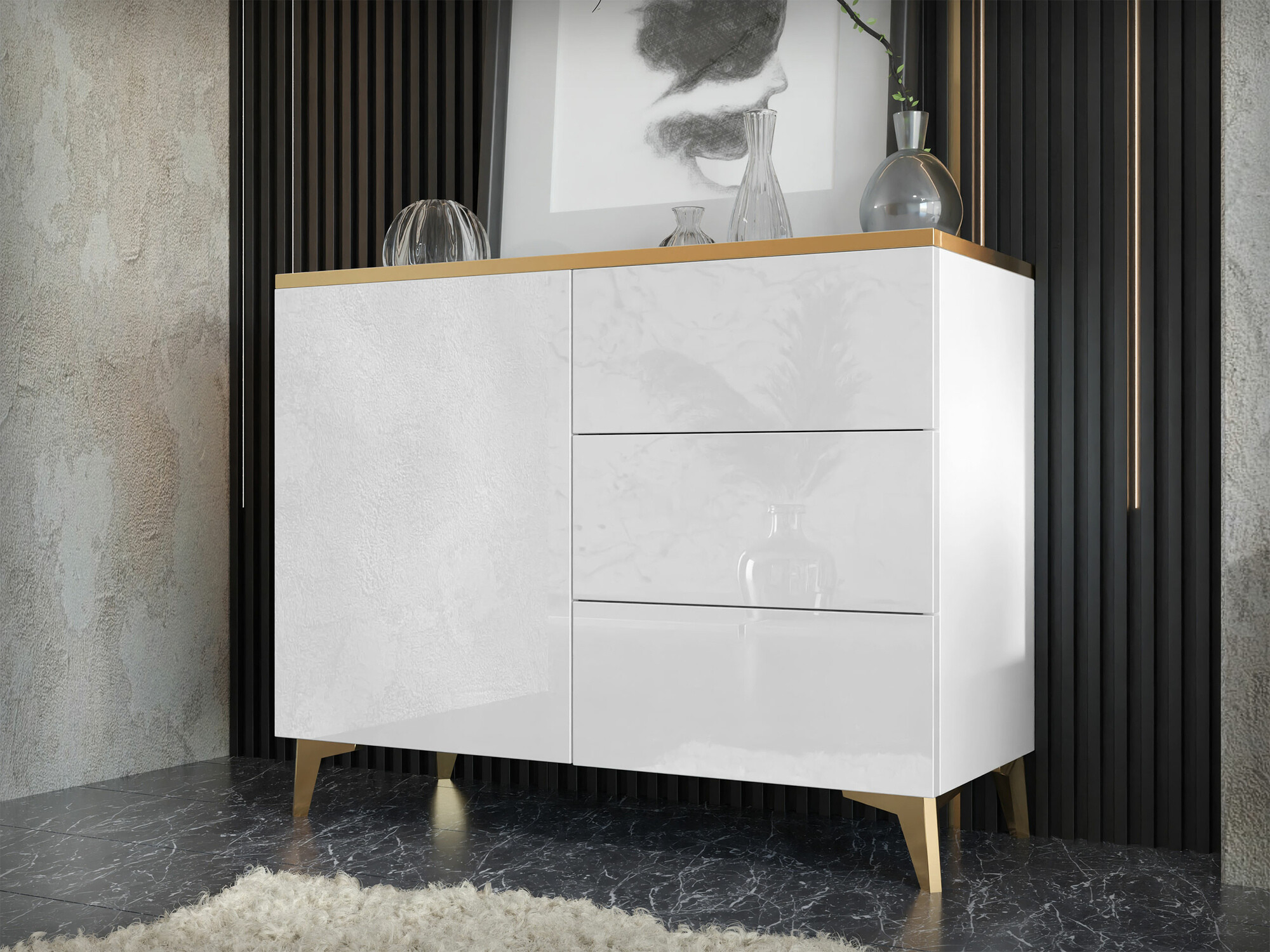 Cómoda Comfivo Virfera 100 (Blanco + Blanco brillante)