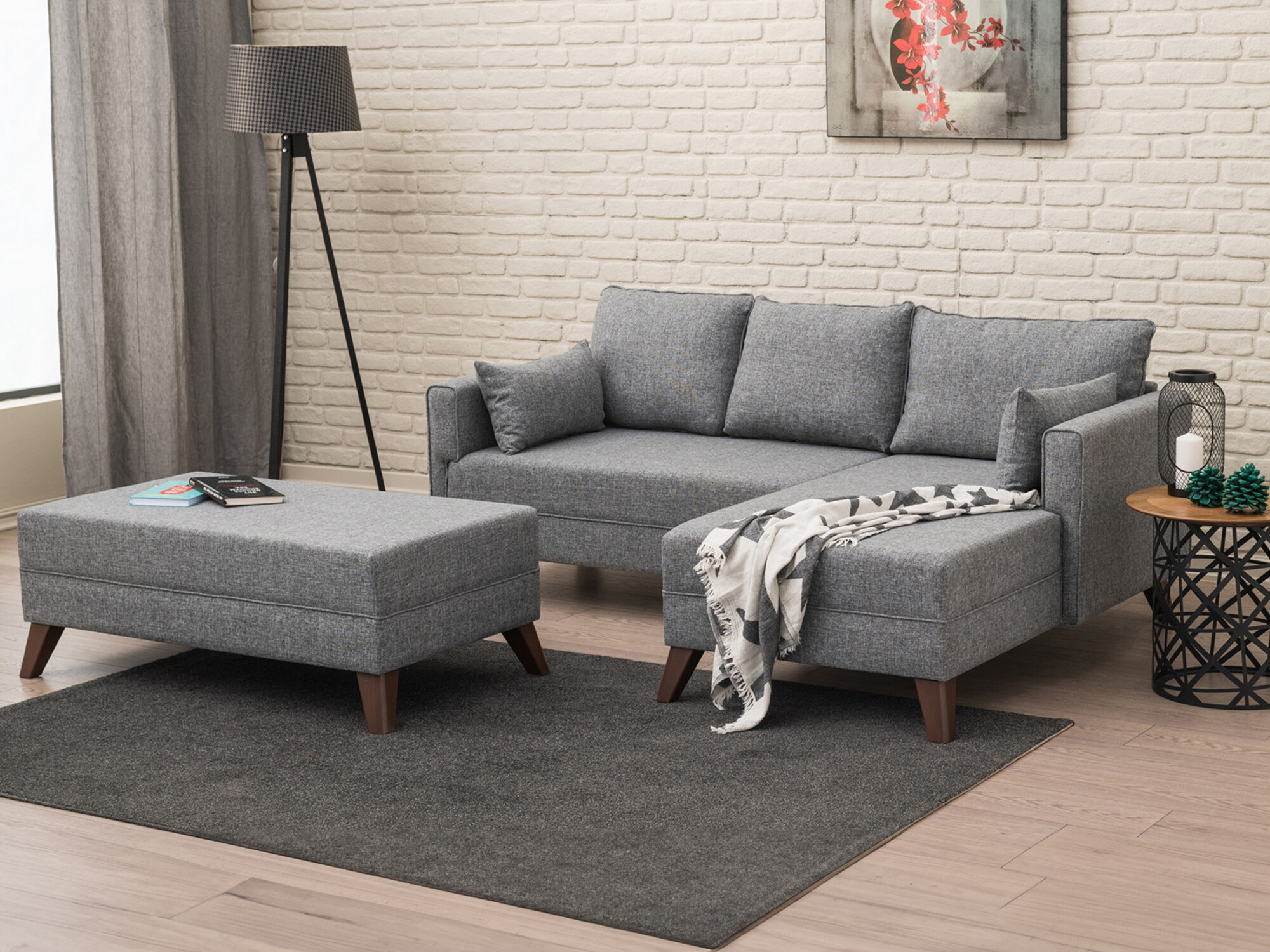 Conjunto de muebles tapizado Fenlua 100 (Gris)