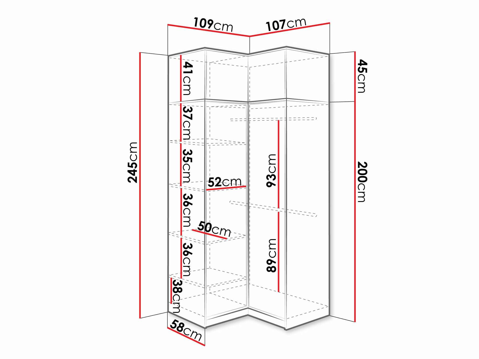 Armario de rincón Dortivu 156