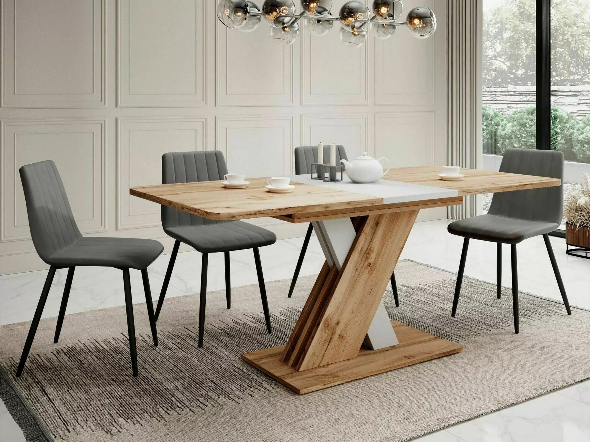 Mesa Detroit 568 (Roble wotan + Blanco)