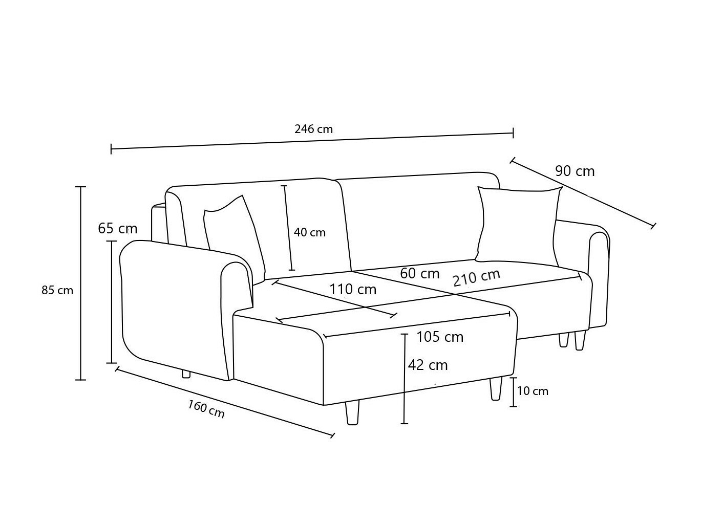 Sofá rinconero Altadena 592 (Antracita)