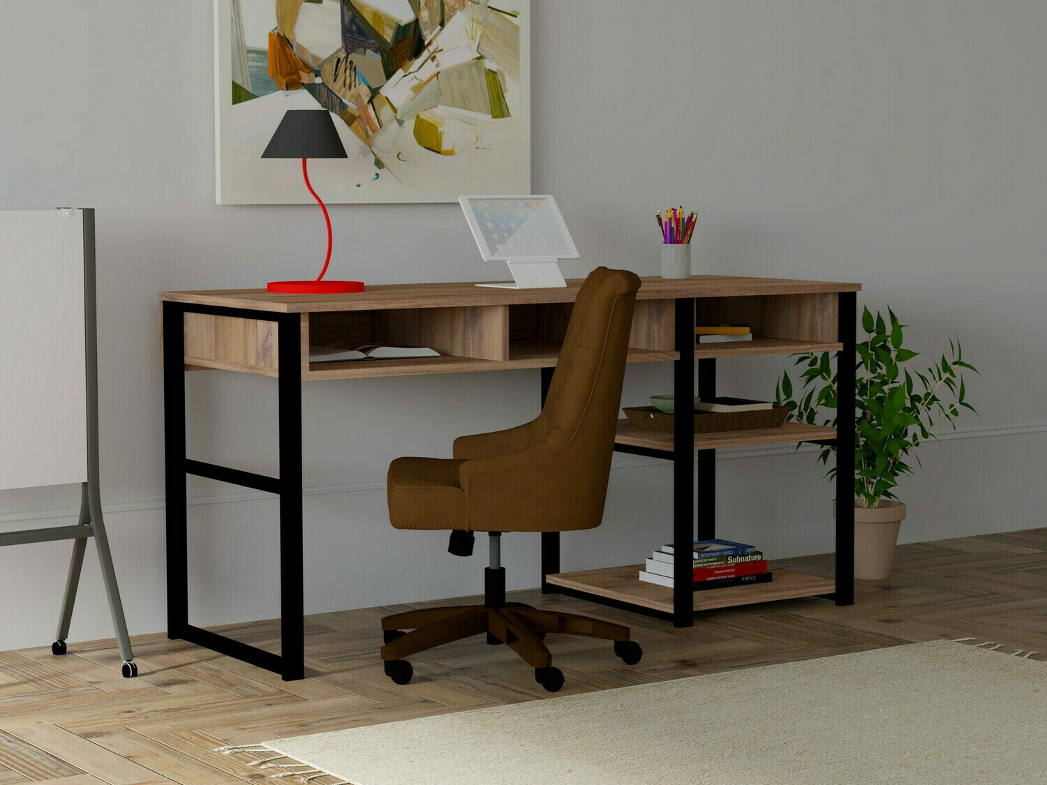 Mesa de oficina Kailua 400 (Nogal + Negro)