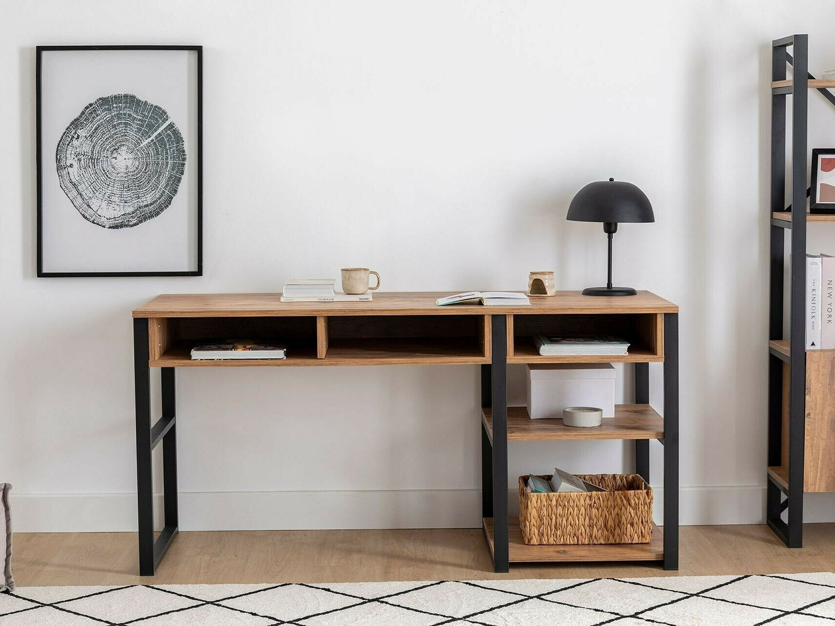 Mesa de oficina Kailua 400 (Nogal + Negro)