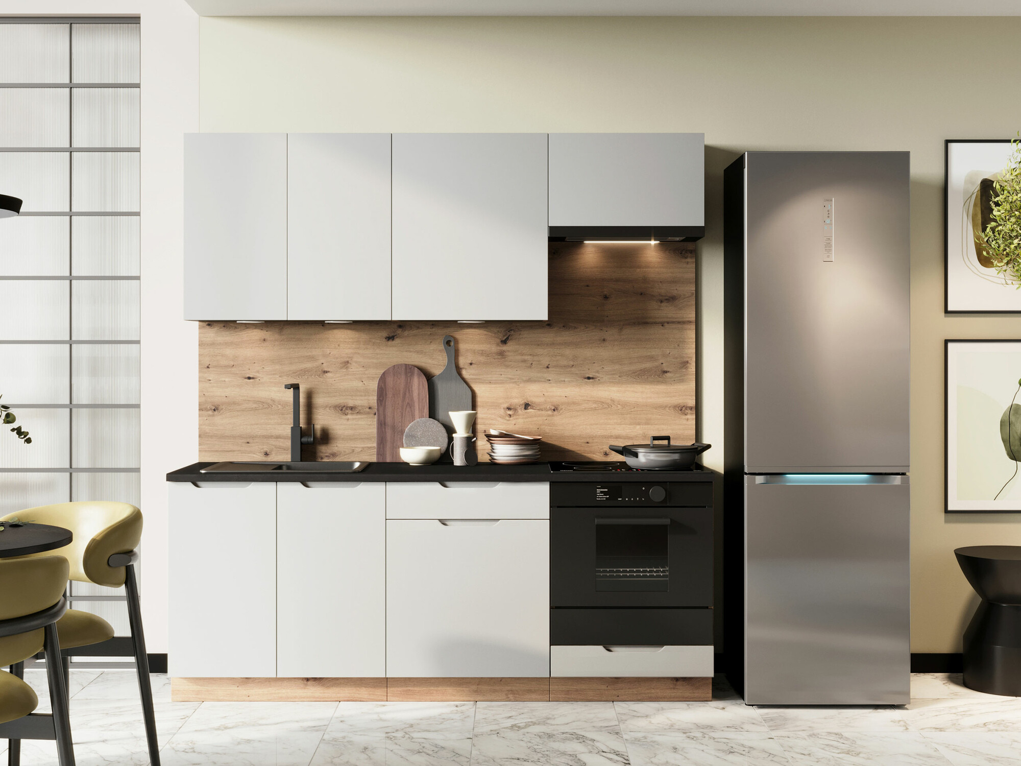 Conjunto de cocina Trenton 180 (Gris claro + Roble Artisan)