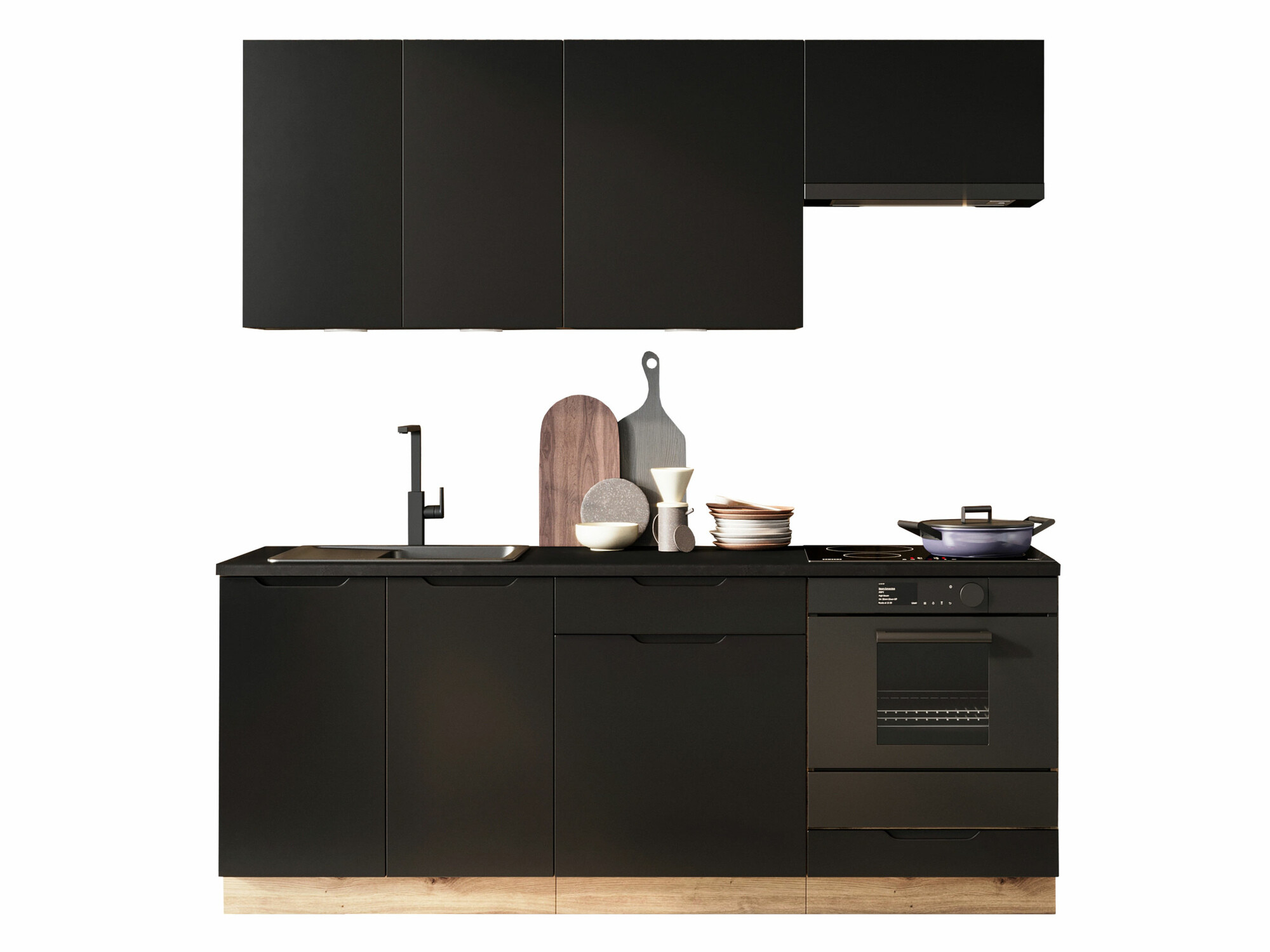 Conjunto de cocina Trenton 180 (Negro + Roble Artisan)