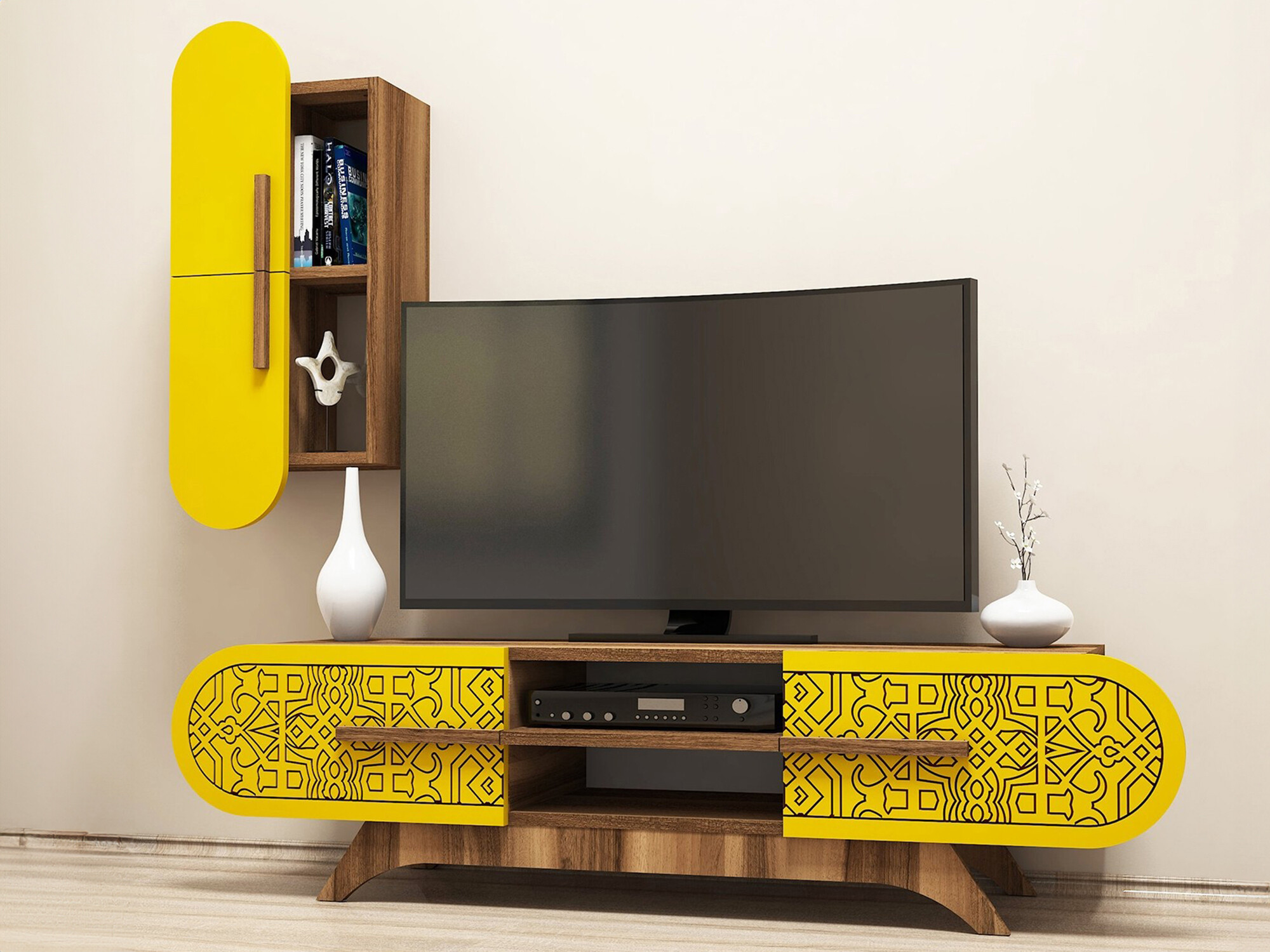 Conjunto de salón Kailua 1574 (Nuez + Amarillo)