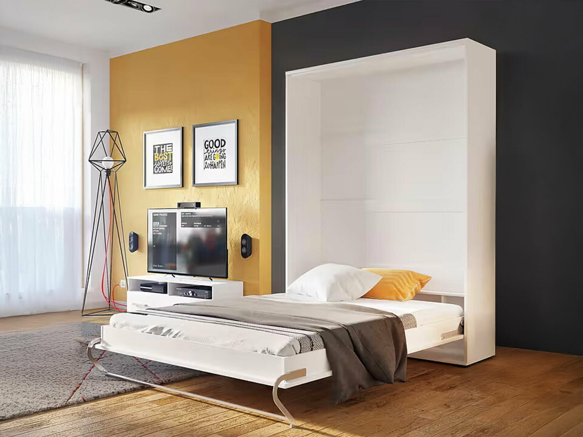 Cama plegable Concept Pro Lenart Levfere 108 (Blanco + Blanco brillante)