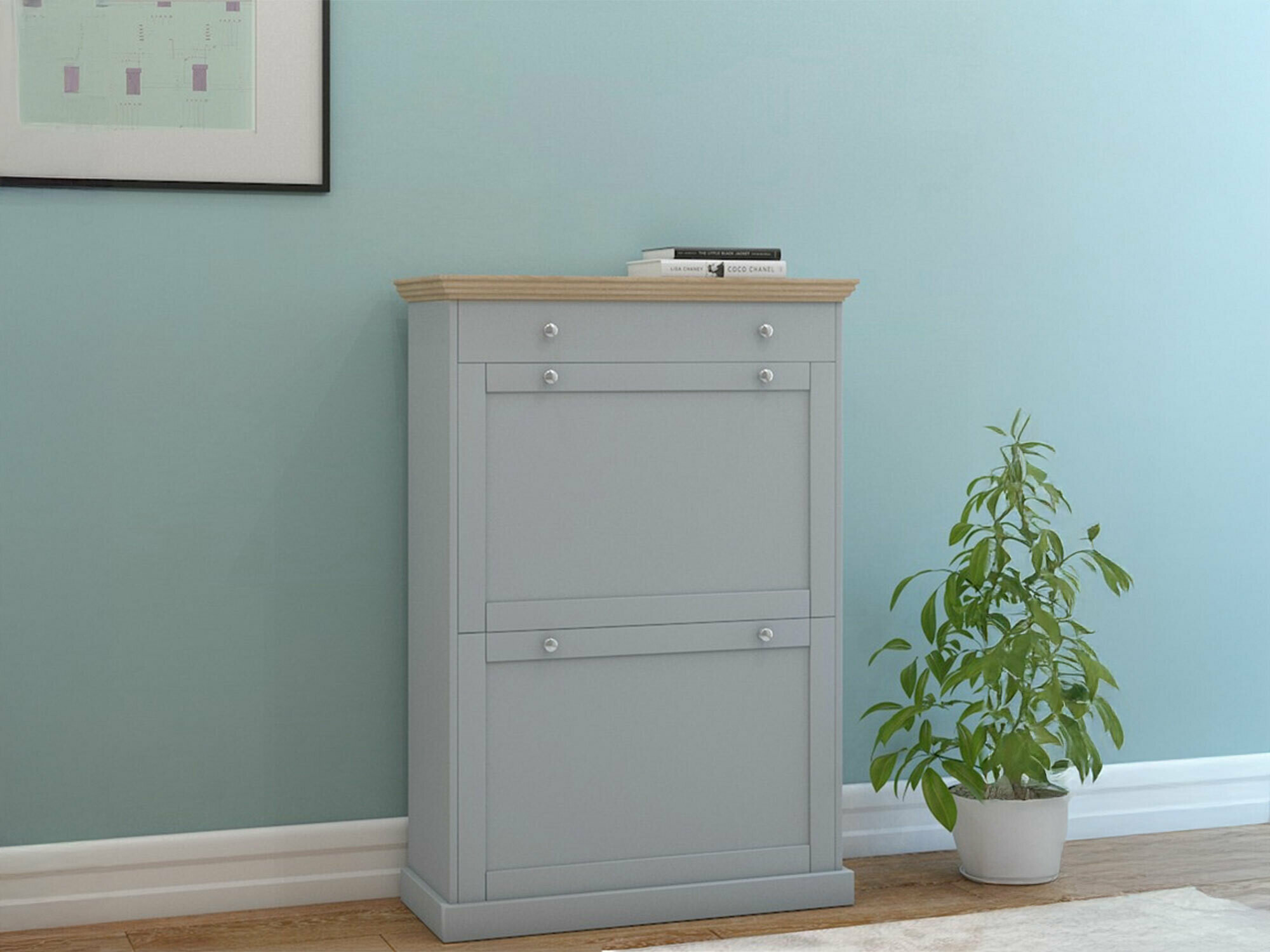 Zapatero Lirveri 105 (Gris + Roble claro)