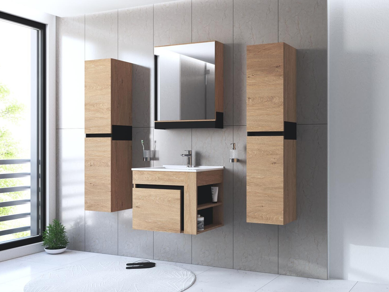 Armario de baño colgante para lavabo Fenetra 101