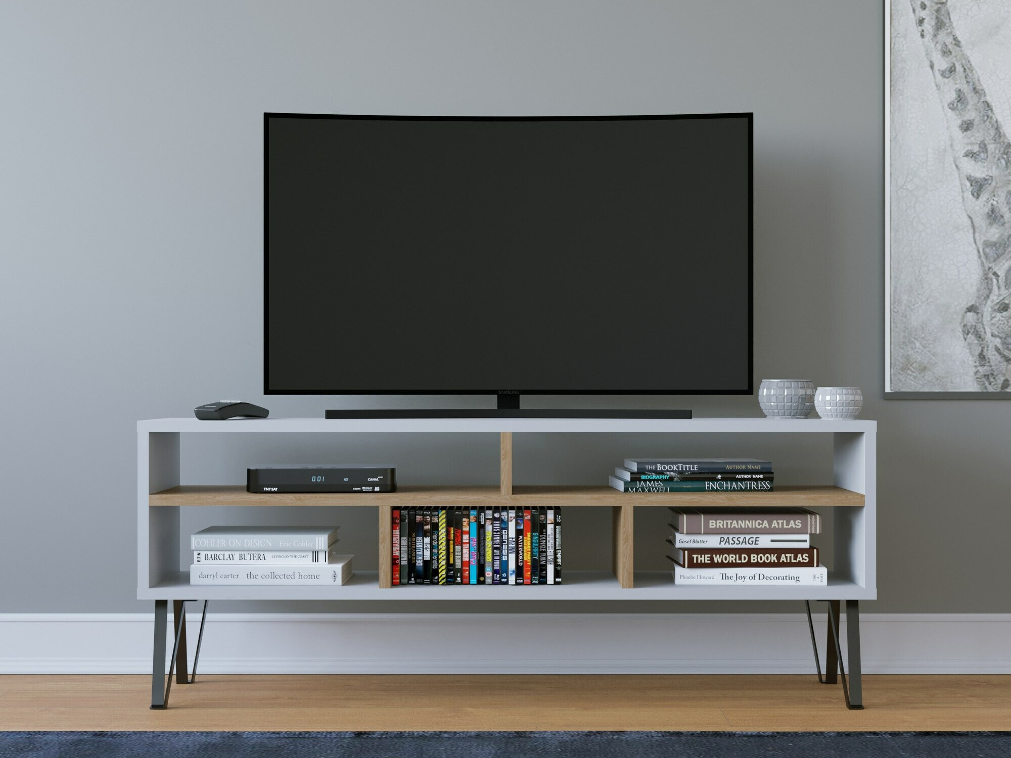 Mueble TV Kailua 2257 (Blanco + Roble)