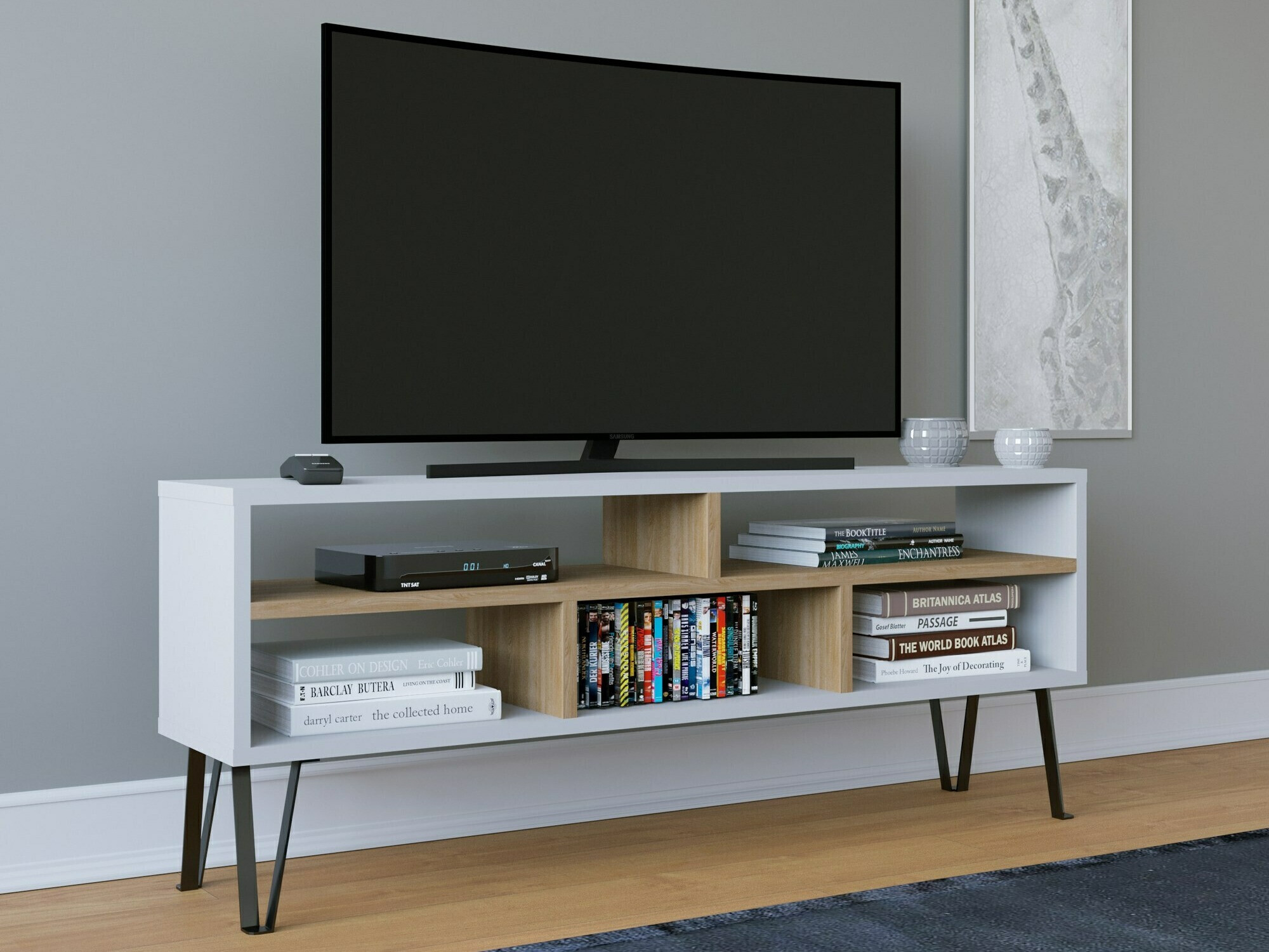 Mueble TV Kailua 2257 (Blanco + Roble)