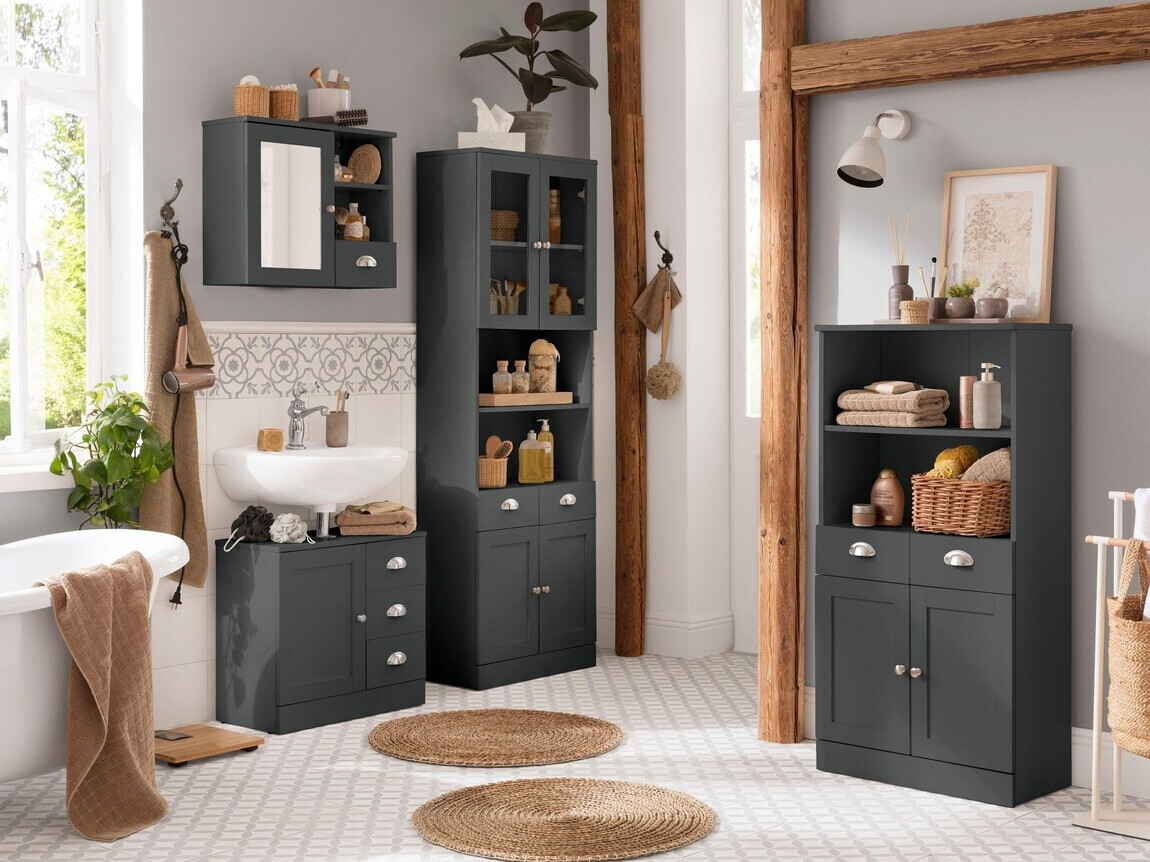 Armario de pie para baño Elmvene 102 (Gris)