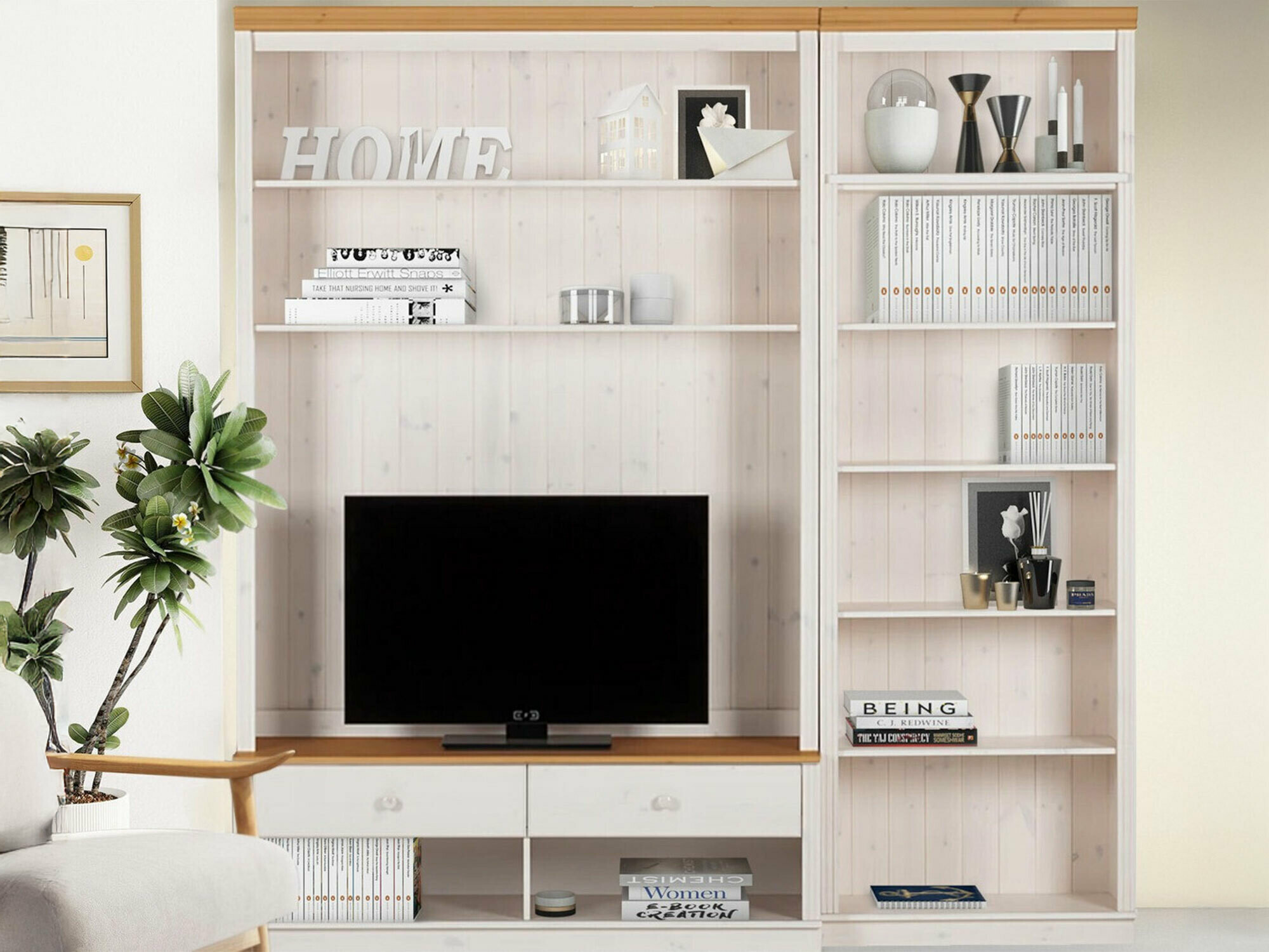 Conjunto de salón Saltoro 106 (Blanco + Miel de roble)