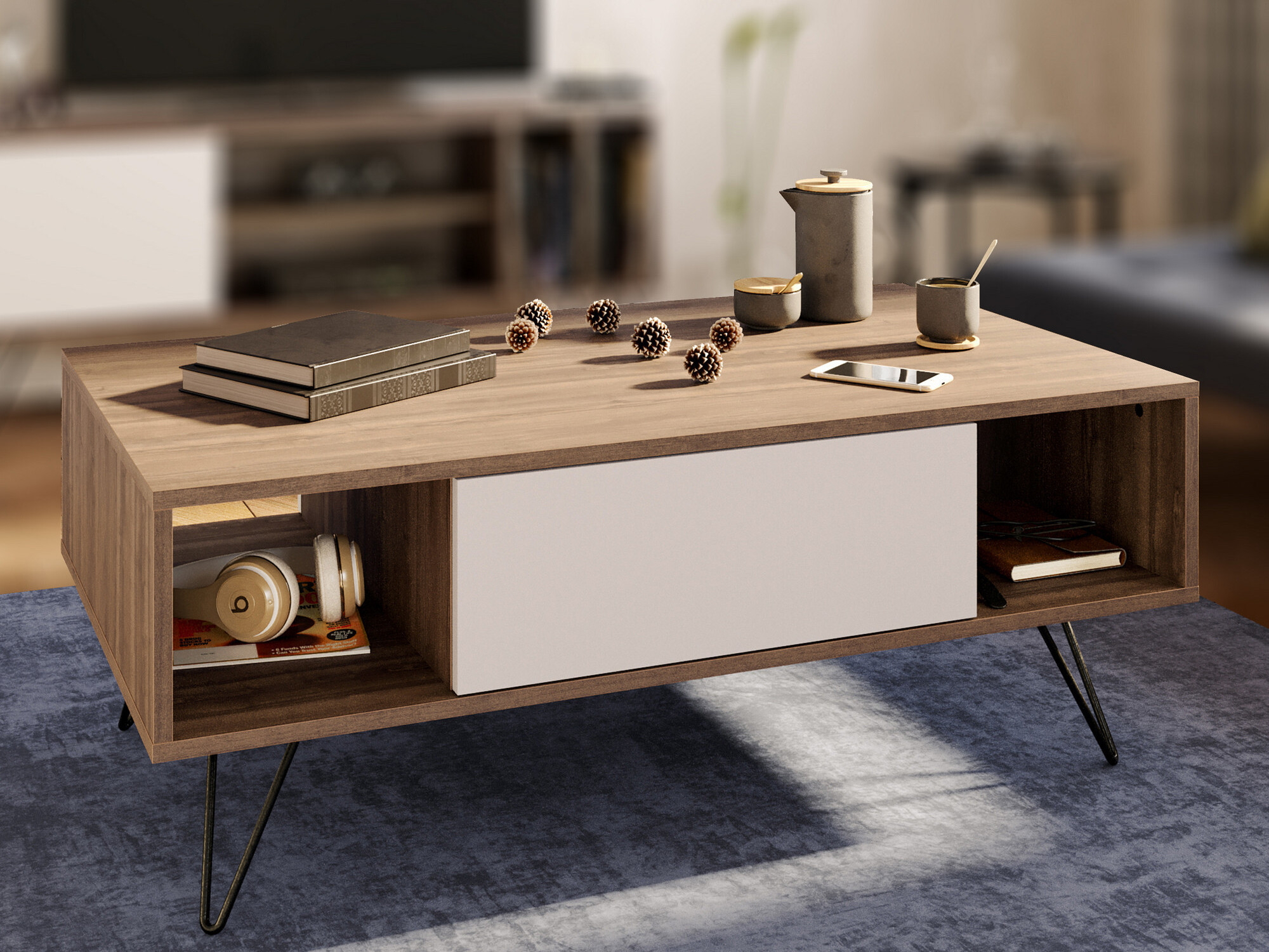 Mesa de centro Kailua 1211 (Blanco + Nogal)